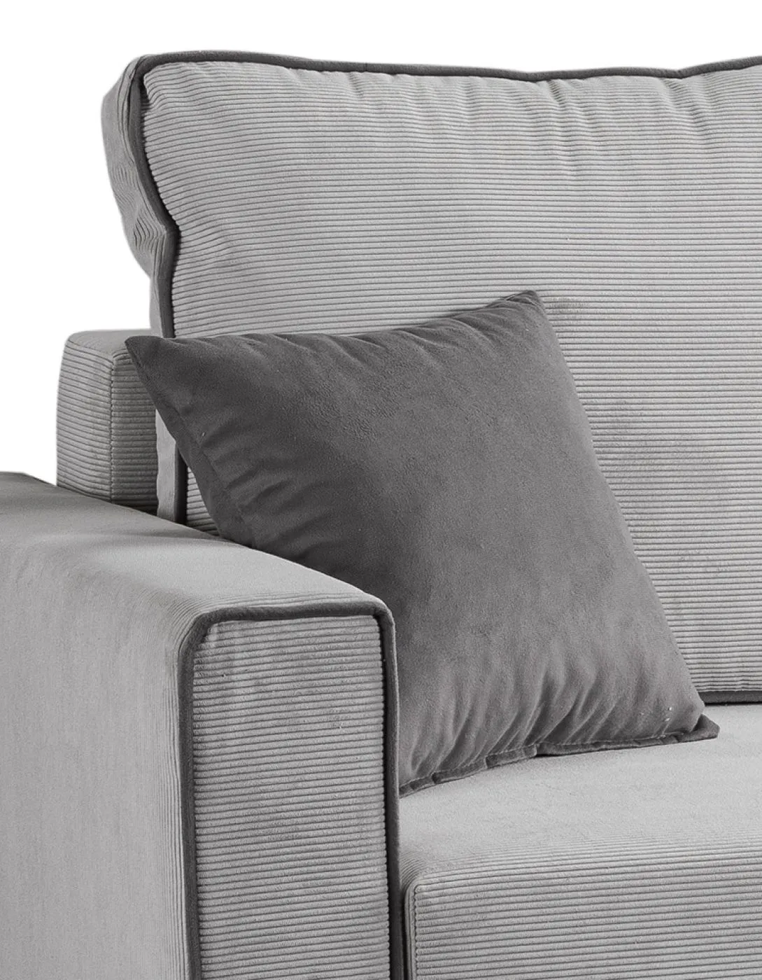 Schlafsofa Marti L-Form rechts | 230cm | Cord | hellgrau