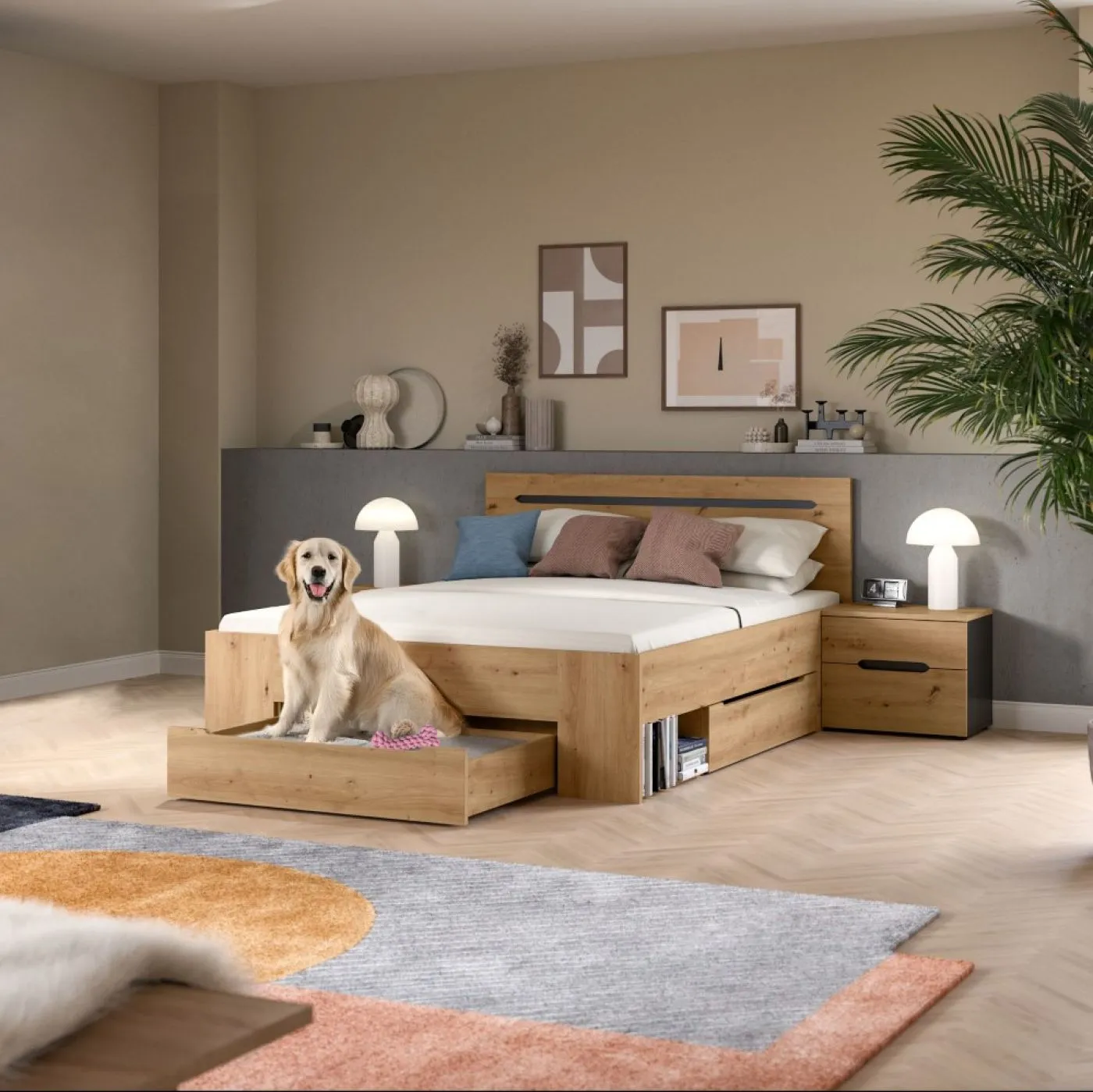 Schlafzimmer-Set Canu | Artisan / Basalt grau | 3-teilig