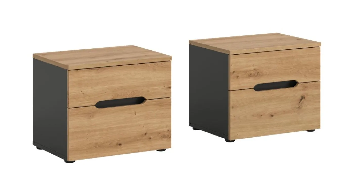Schlafzimmer-Set Canu | Artisan / Basalt grau | 3-teilig