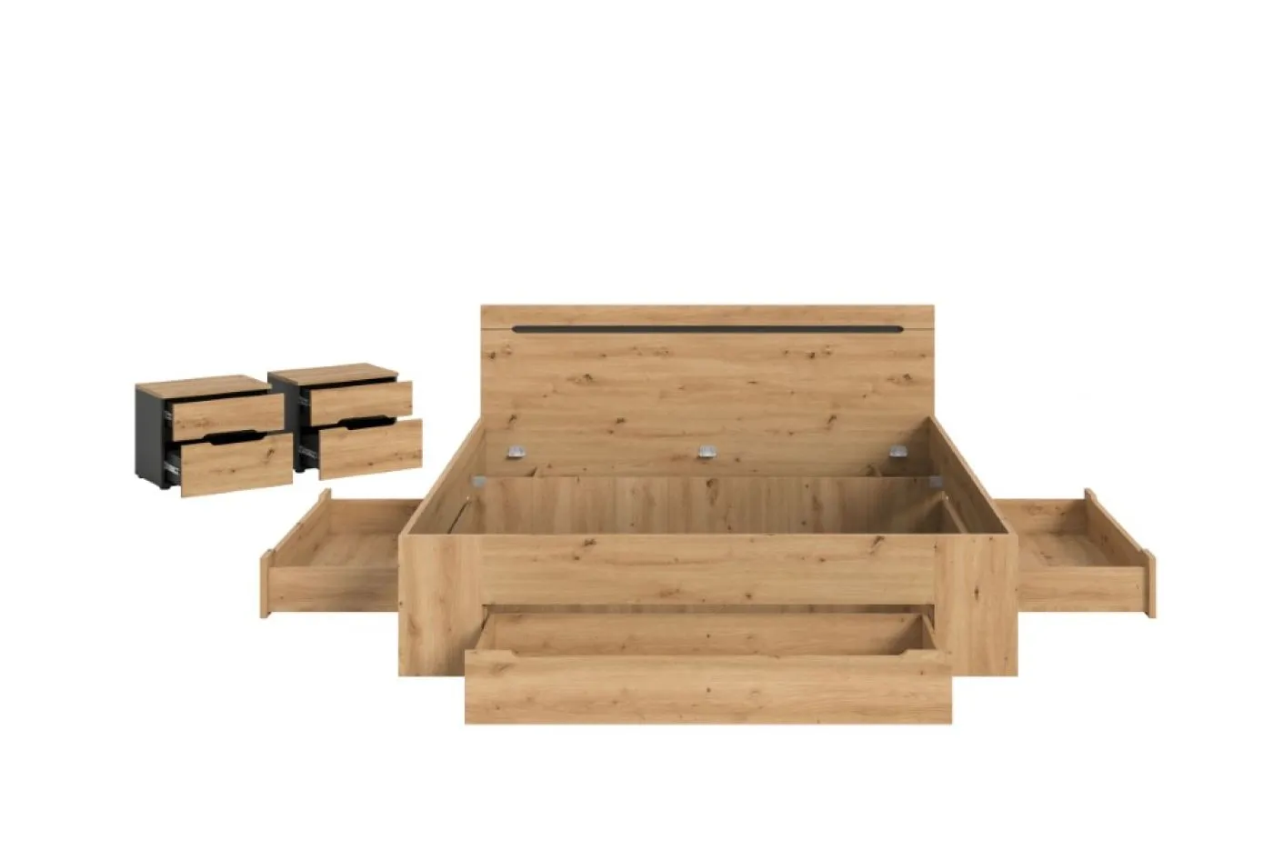 Schlafzimmer-Set Canu (L) | Artisan / Basalt grau | 3-teilig