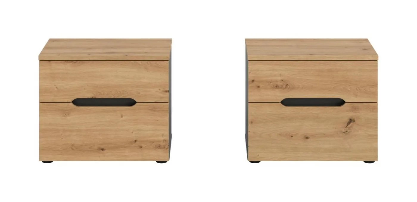Schlafzimmer-Set Canu | mit Kleiderschrank | Artisan / Basalt grau | 4-teilig
