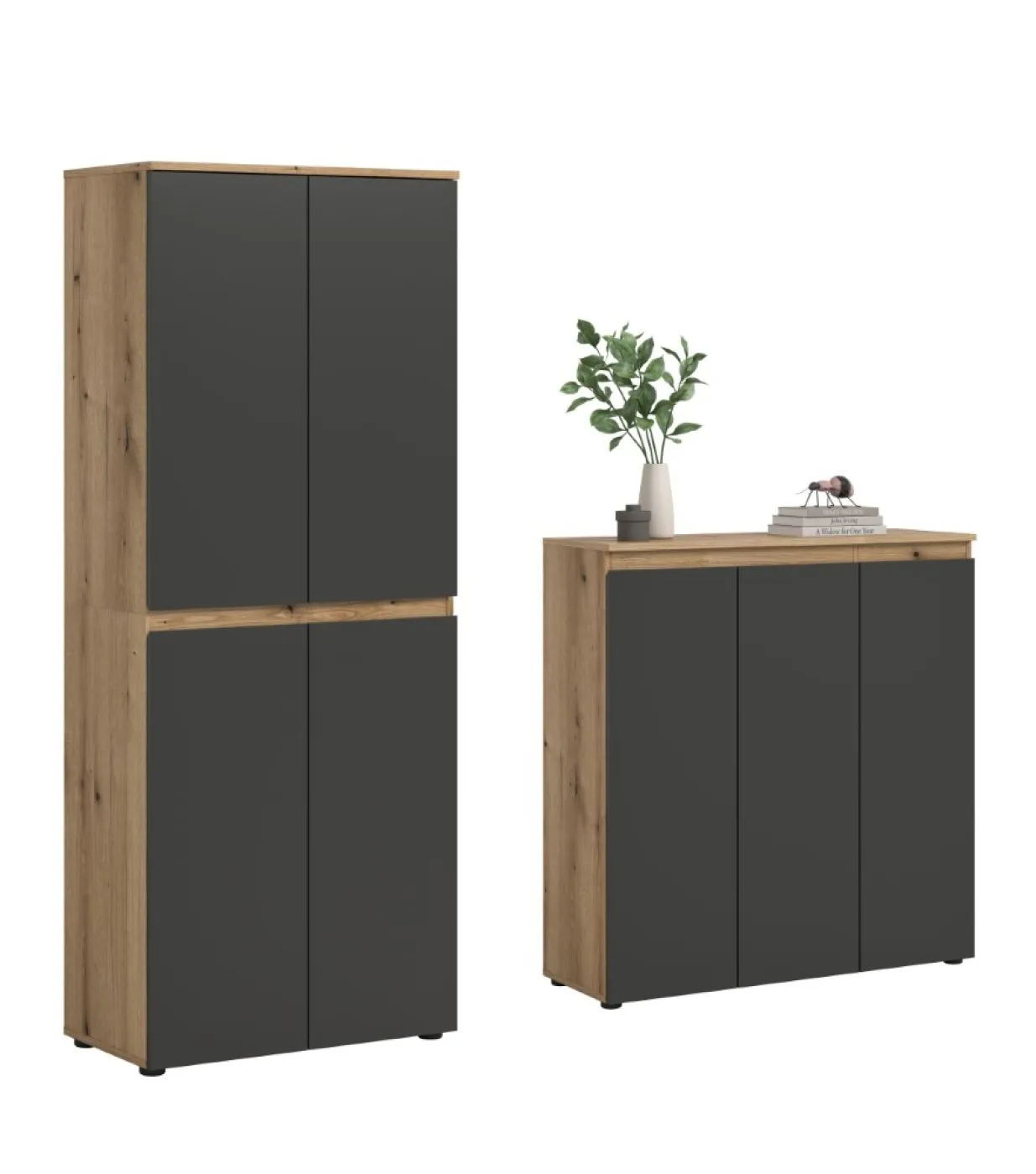 Schrankkombination Scarpa | 2-teilig | anthrazit / Evoke Eiche