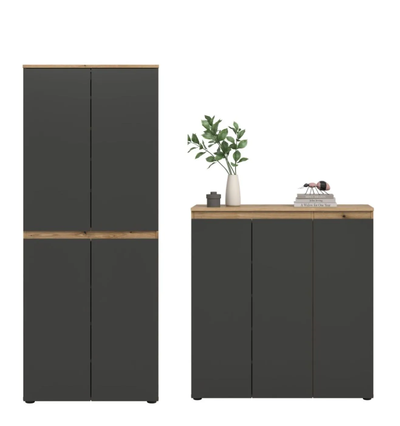 Schrankkombination Scarpa | 2-teilig | anthrazit / Evoke Eiche