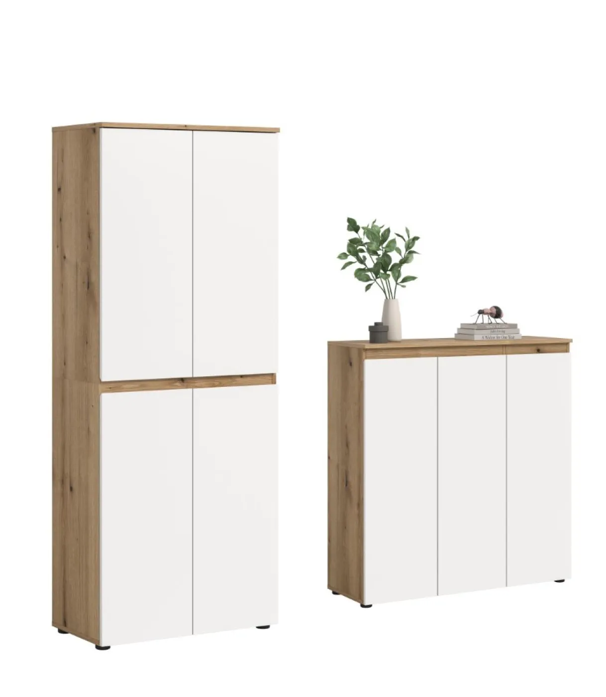 Schrankkombination Scarpa | 2-teilig | weiß / Evoke Eiche