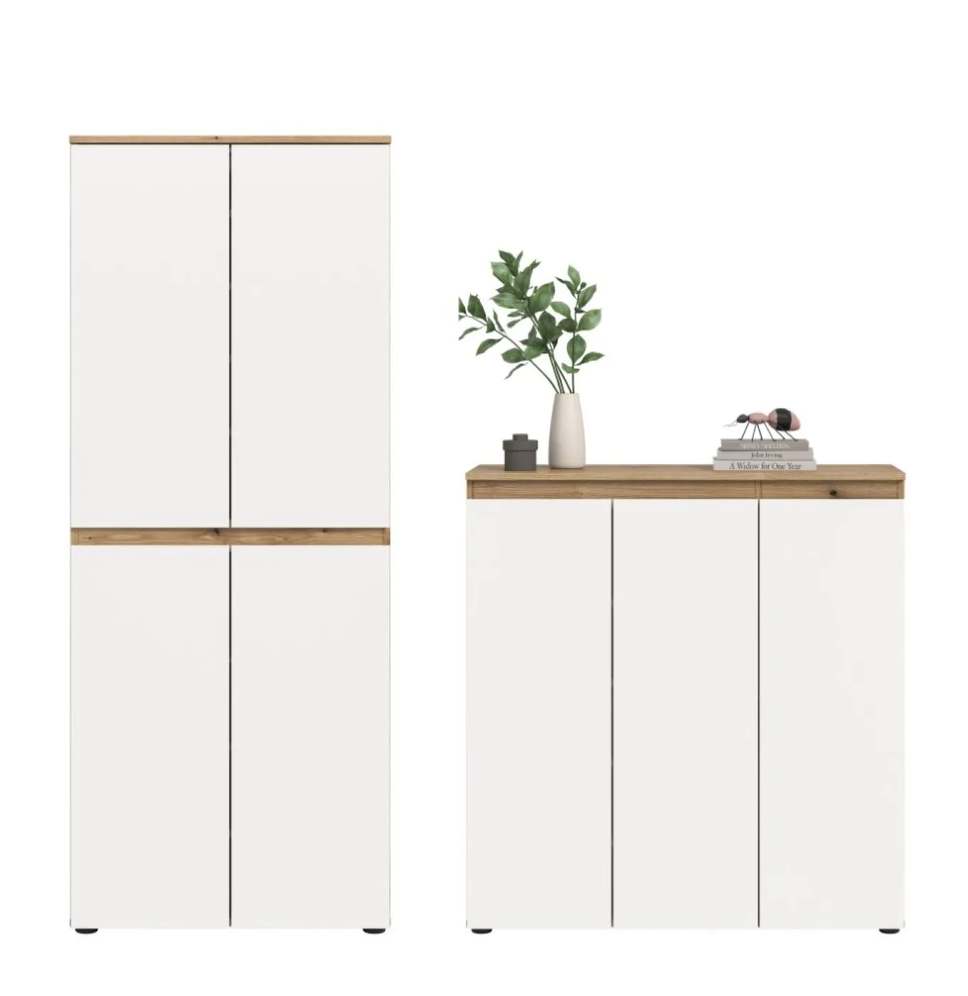 Schrankkombination Scarpa | 2-teilig | weiß / Evoke Eiche