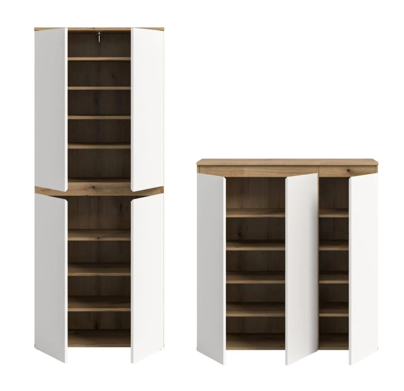 Schrankkombination Scarpa | 2-teilig | weiß / Evoke Eiche