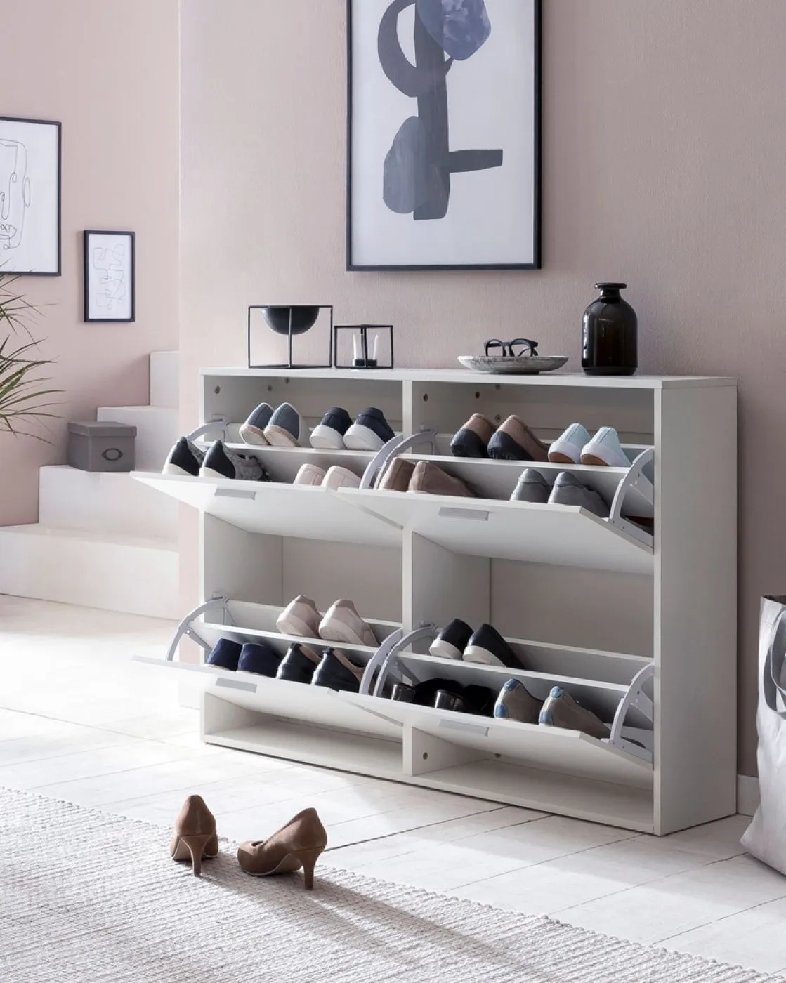 Schuhbank Schuhschrank Zohar | mit Klappe | weiß