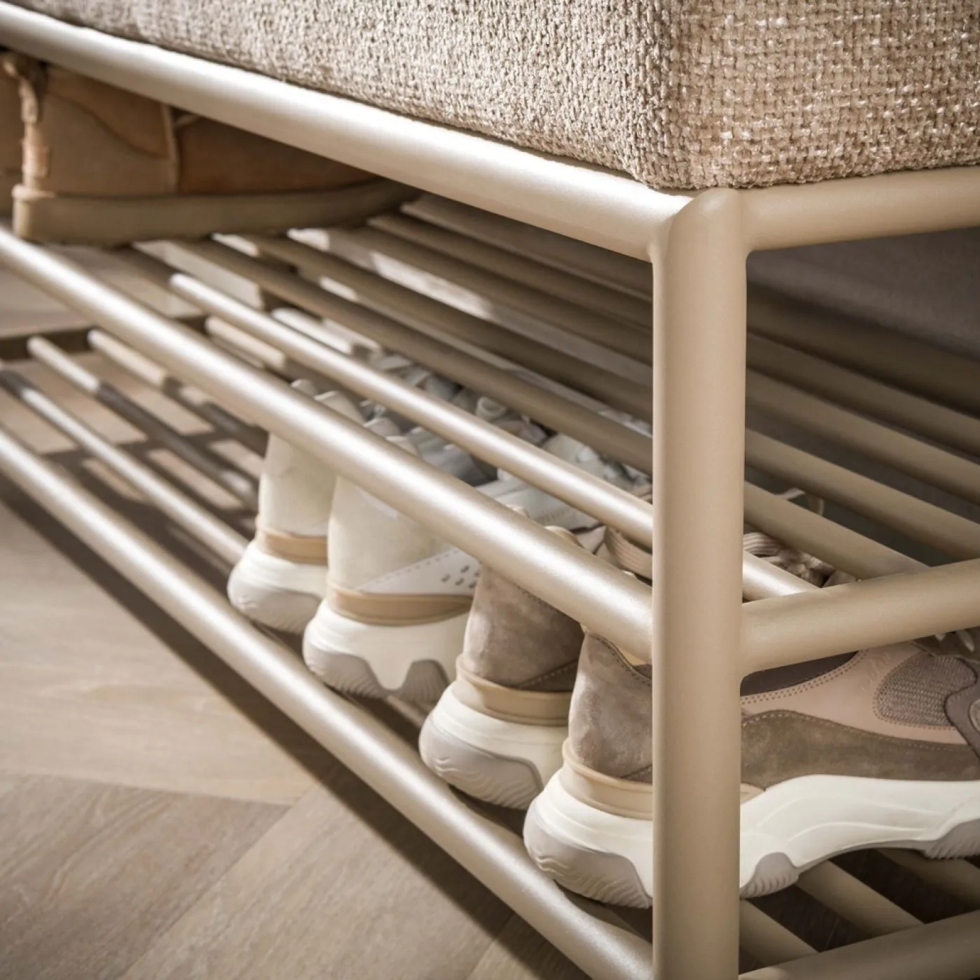 Schuhbank Shio | mit gepolsterter Sitzfläche | 125cm | beige