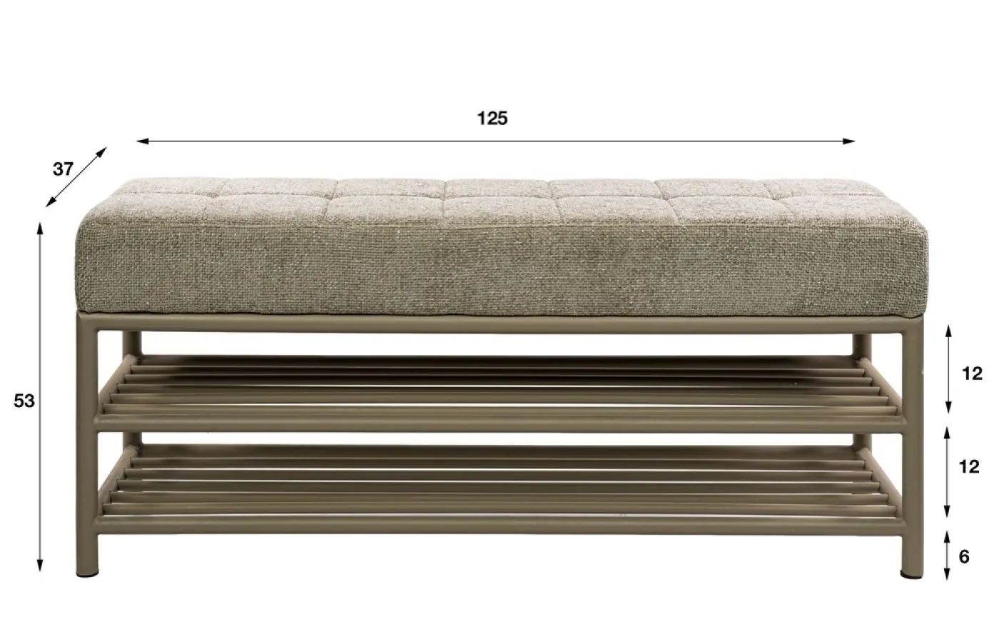 Schuhbank Shio | mit gepolsterter Sitzfläche | 125cm | beige