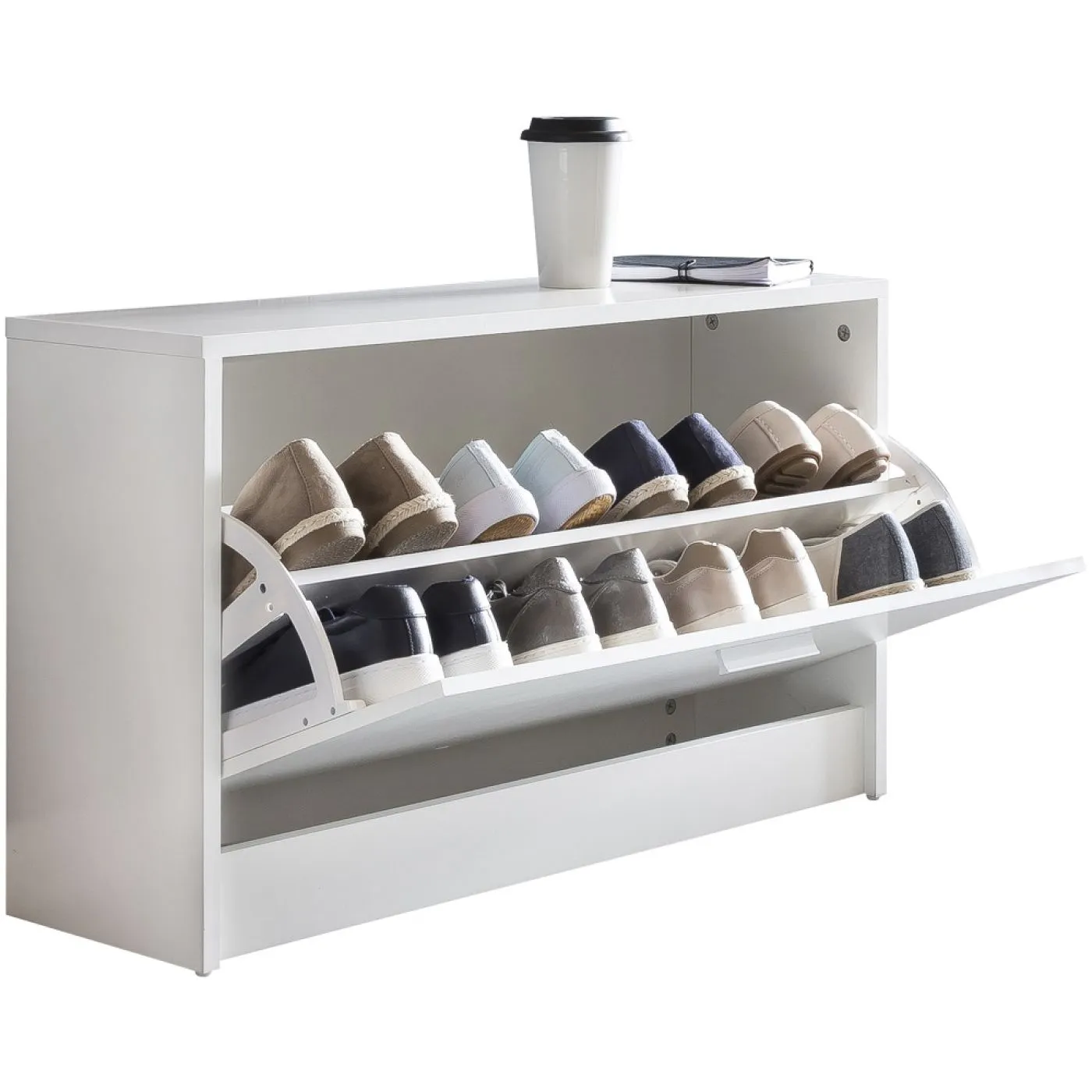 Schuhbank Schuhschrank Zoey | mit Klappe | weiß
