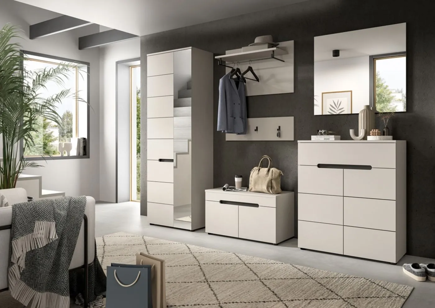 Schuhschrank | Kommode Canu | Kaschmir / Basalt grau