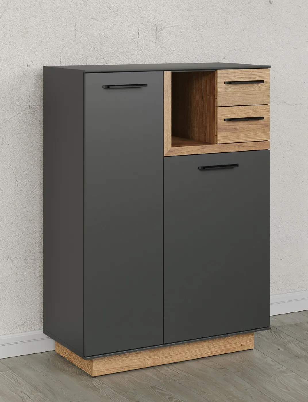 Schuhschrank Kommode Synnax | anthrazit grau / Coast Evoke Eiche