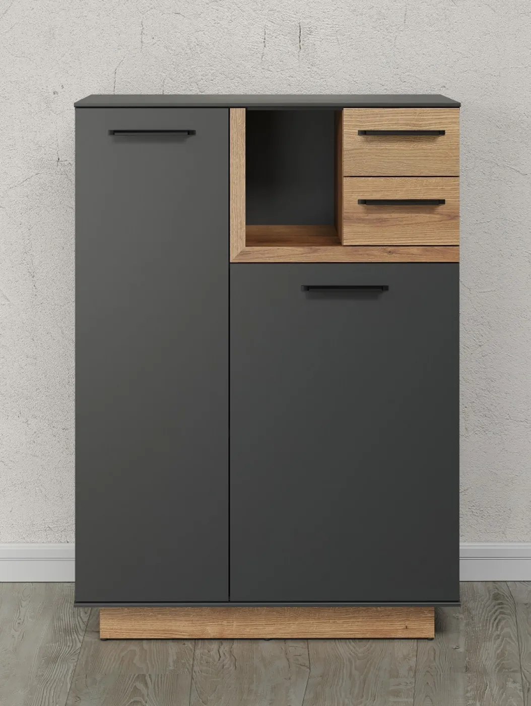 Schuhschrank Kommode Synnax | anthrazit grau / Coast Evoke Eiche