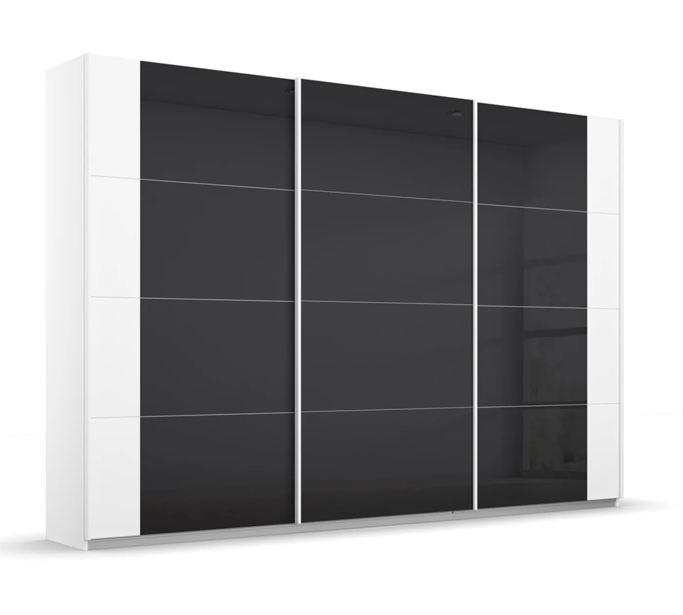 Schwebetürenschrank Artemis | mit Glastüren | alpinweiß / basalt grau | 271 x 210 x 62 cm