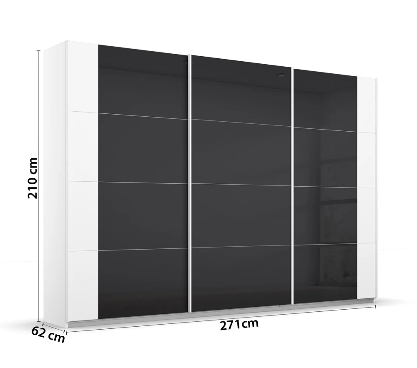 Schwebetürenschrank Artemis | mit Glastüren | alpinweiß / basalt grau | verschiedene Größe