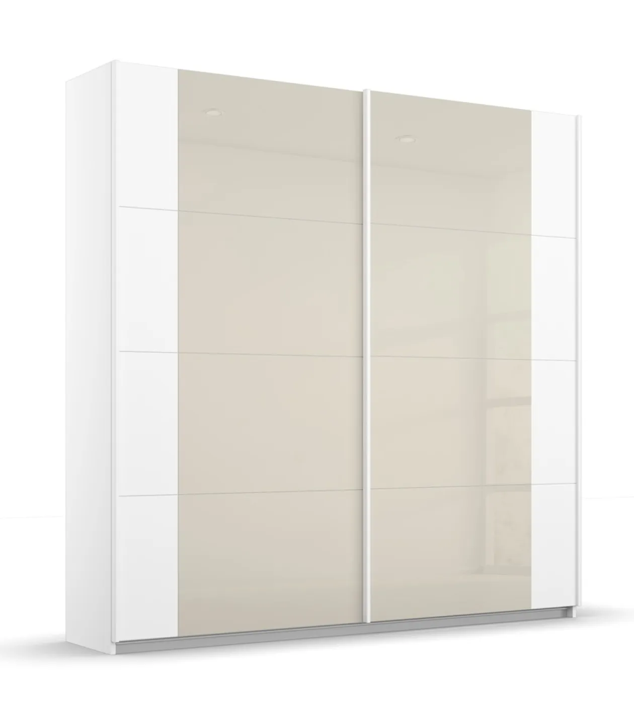 Schwebetürenschrank Artemis | mit Glastüren | alpinweiß / champagner | 181 x 210 x 62 cm