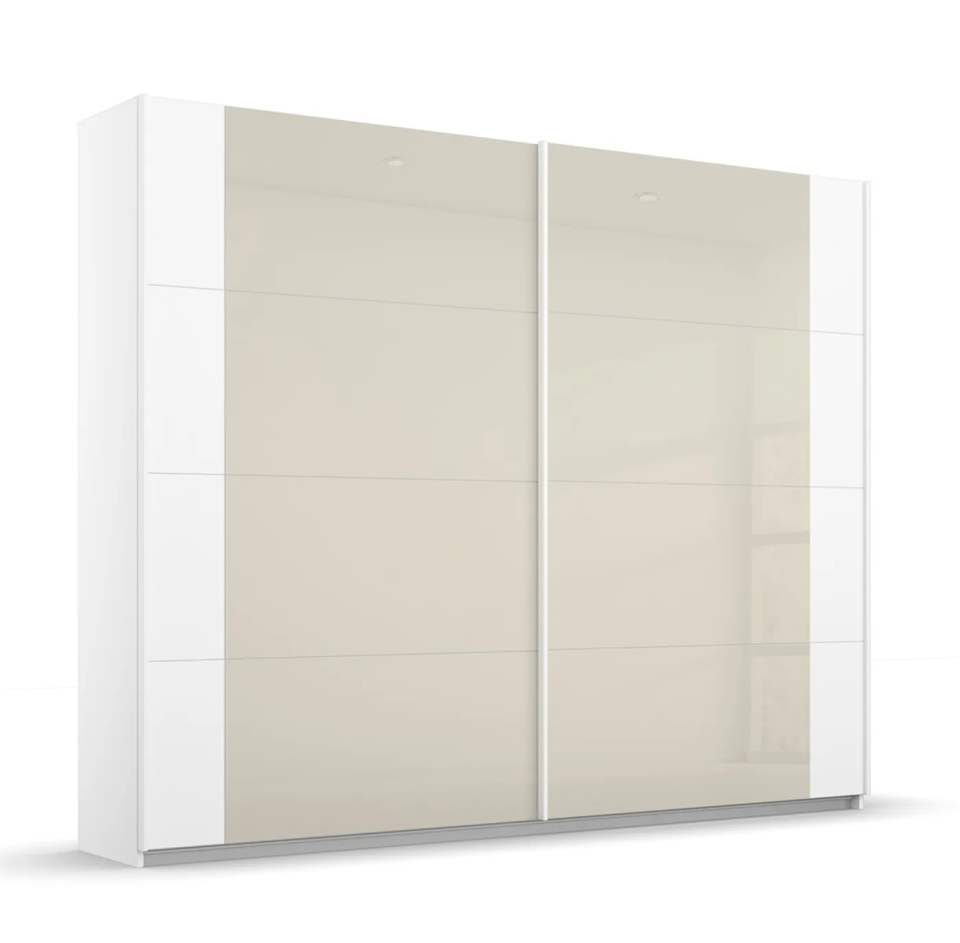 Schwebetürenschrank Artemis | mit Glastüren | alpinweiß / champagner | 226 x 210 x 62 cm