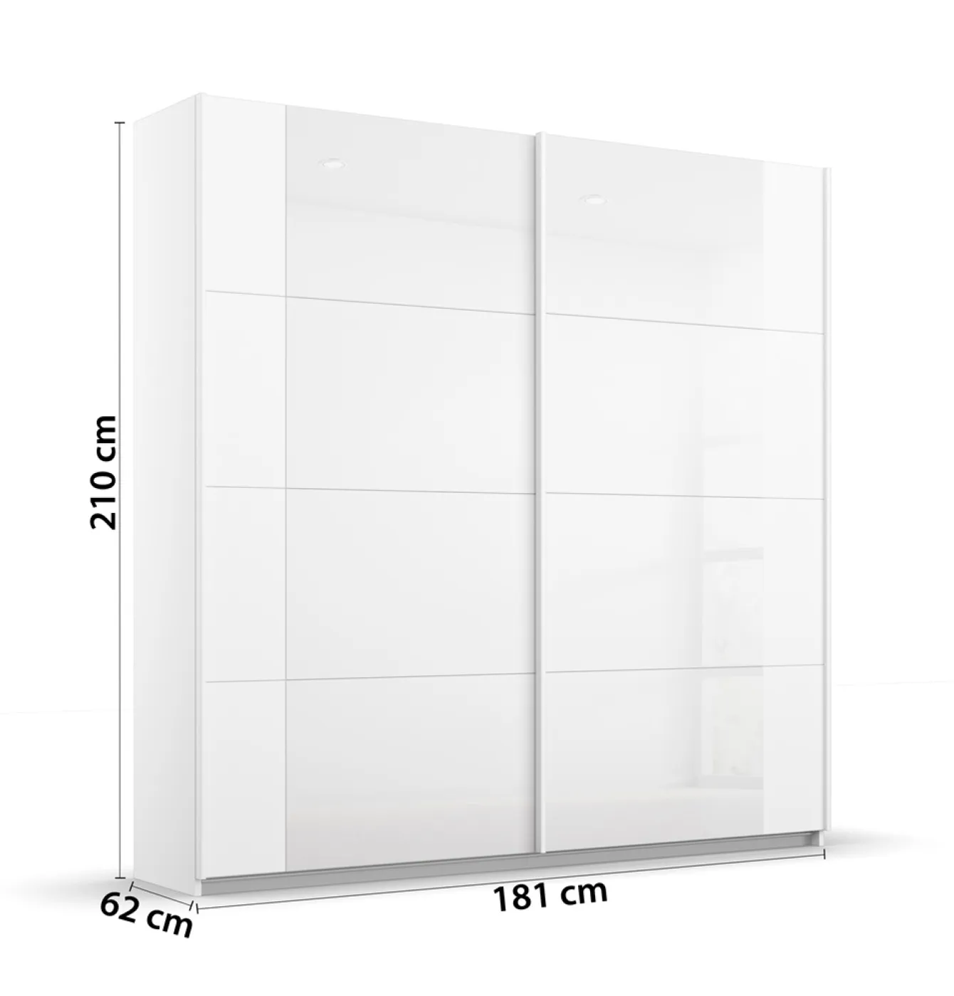 Schwebetürenschrank Artemis | mit Glastüren | alpinweiß / weiß | 181 x 210 x 62 cm