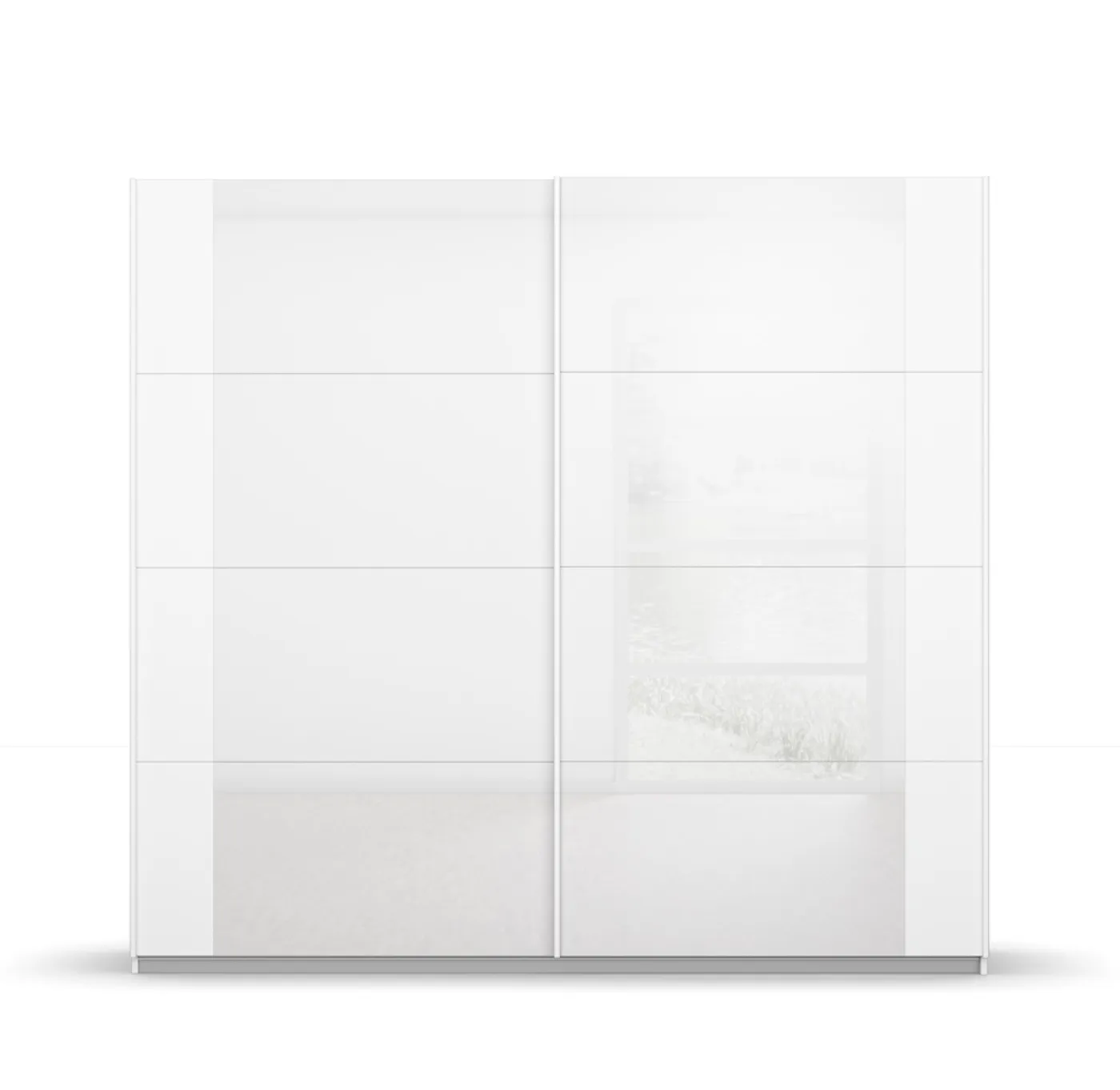Schwebetürenschrank Artemis | mit Glastüren | alpinweiß / weiß | 226 x 210 x 62 cm