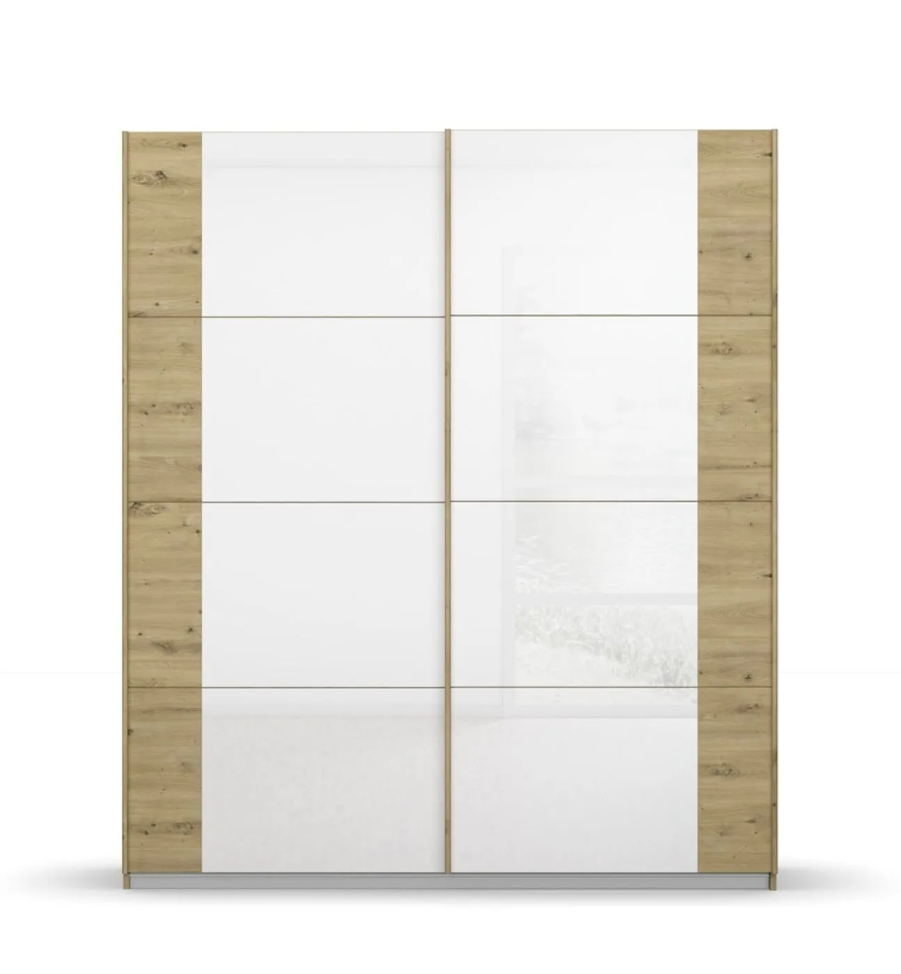 Schwebetürenschrank Artemis | mit Glastüren | Eiche Artisan / weiß| verschiedene Größe