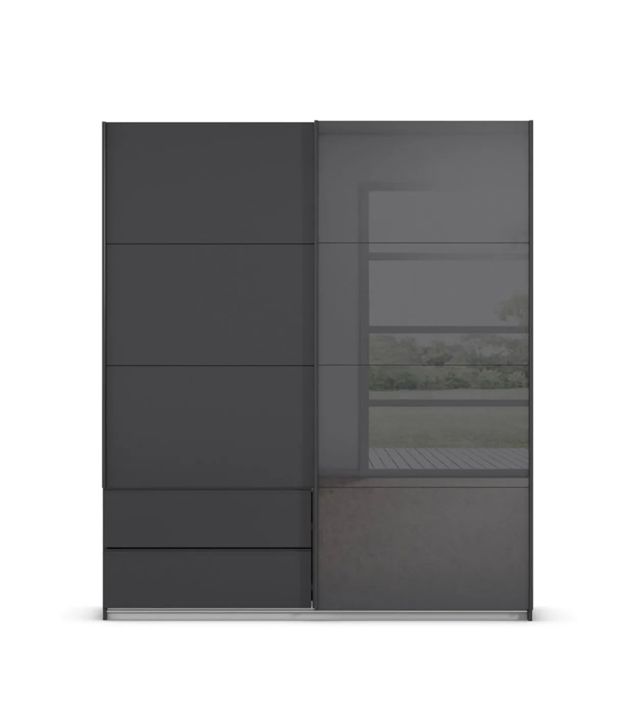 Schwebetürenschrank Elara mit Glas | grau metallic / basalt grau | verschiedene Größe