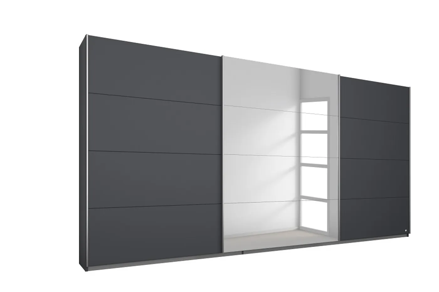 Schwebetürenschrank Kulmbach | 3-türig | mit Spiegel & Zubehör | grau metallic | verschiedene Größen
