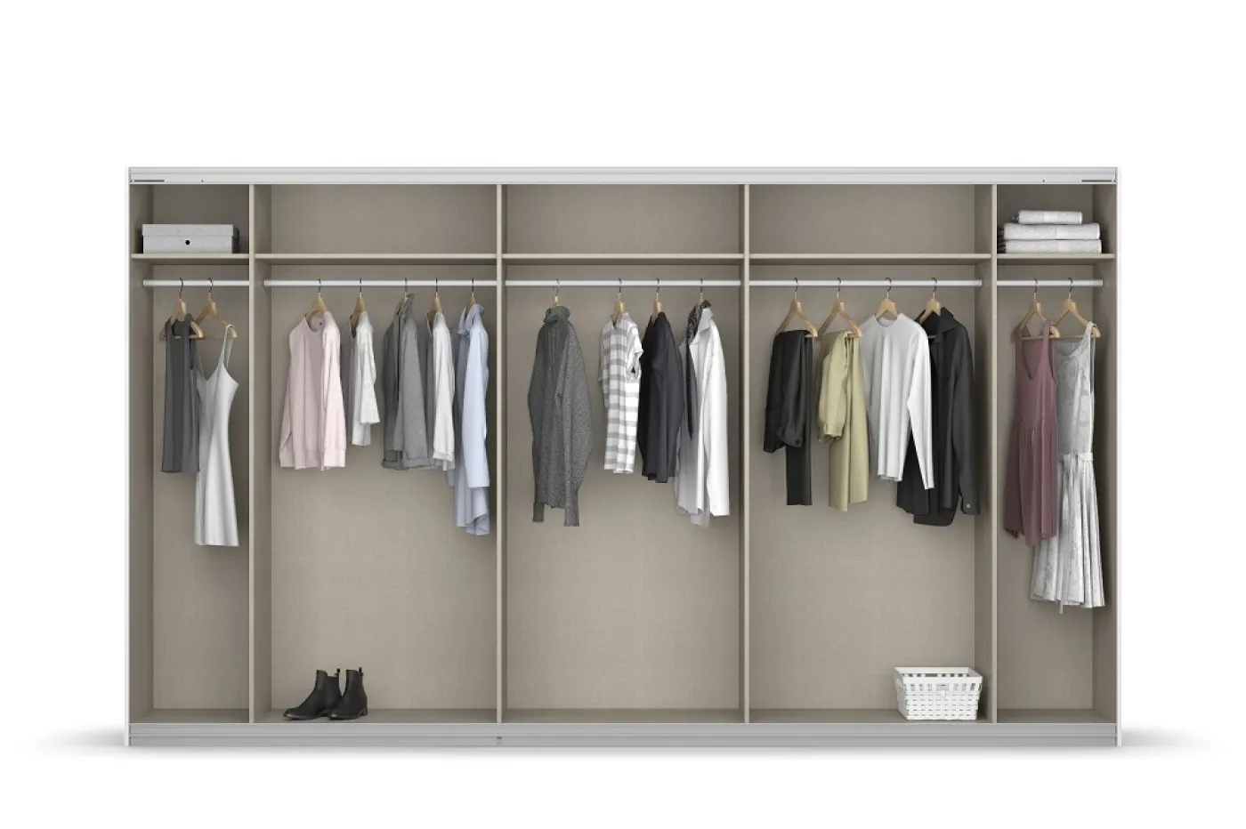 Schwebetürenschrank Kulmbach | 3-türig | mit Spiegel & Zubehör | grau metallic | verschiedene Größen