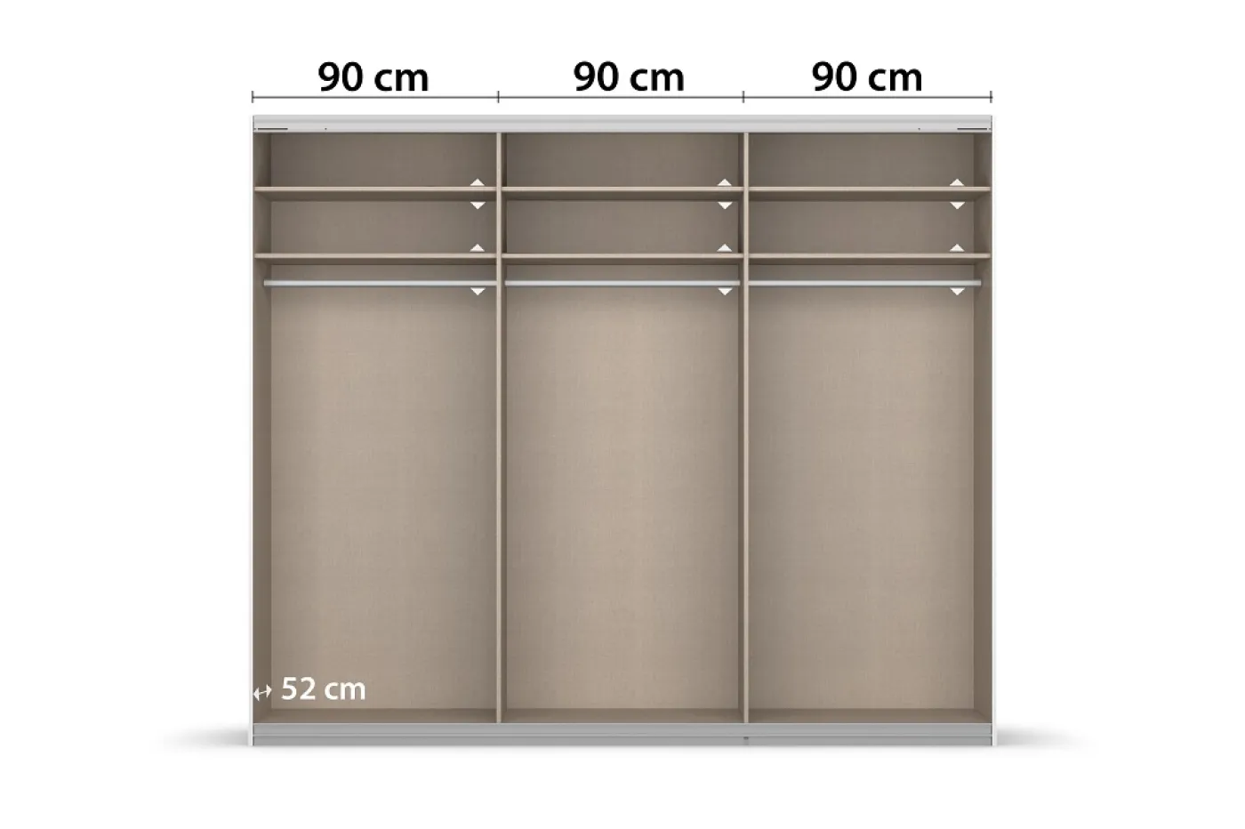 Schwebetürenschrank Kulmbach | 3-türig | mit Spiegel & Zubehör | grau metallic | verschiedene Größen