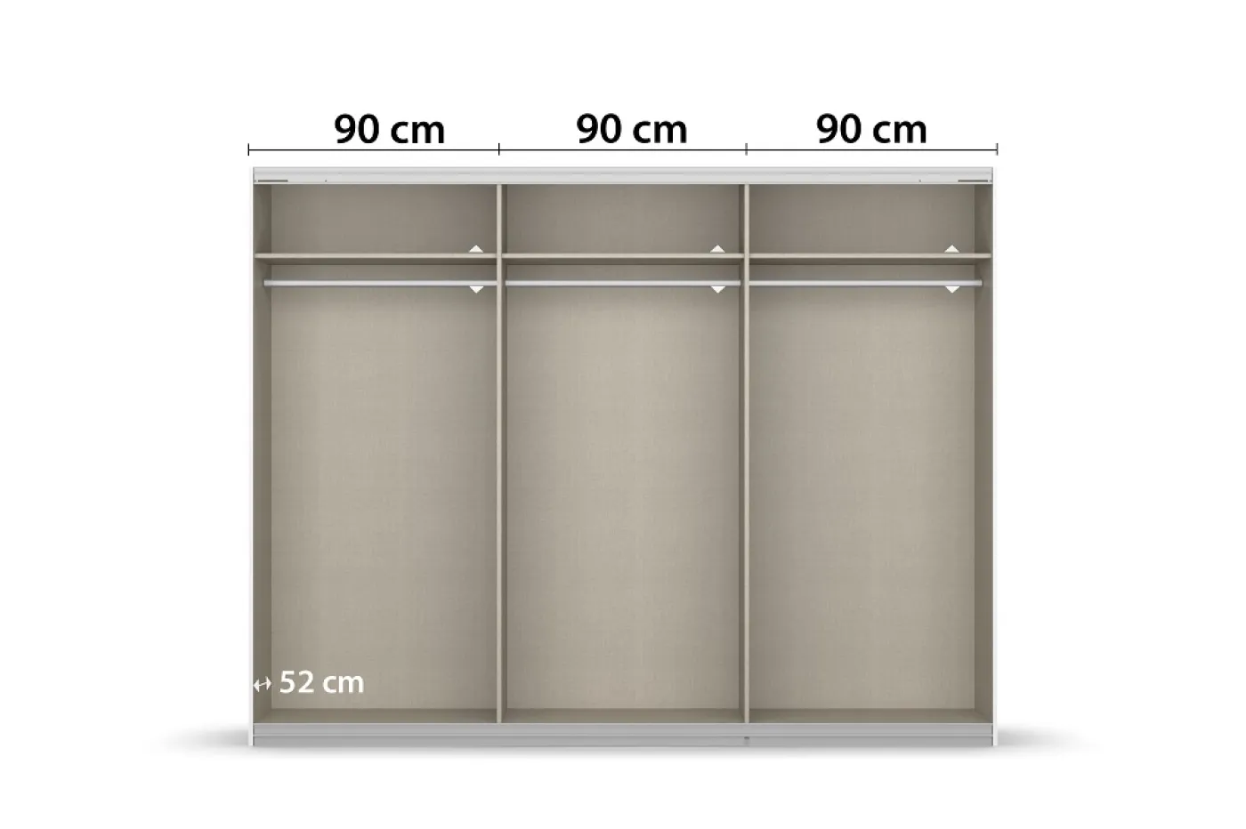 Schwebetürenschrank Kulmbach | 3-türig | mit Spiegel & Zubehör | weiß Hochglanz / alpinweiß | 271x210