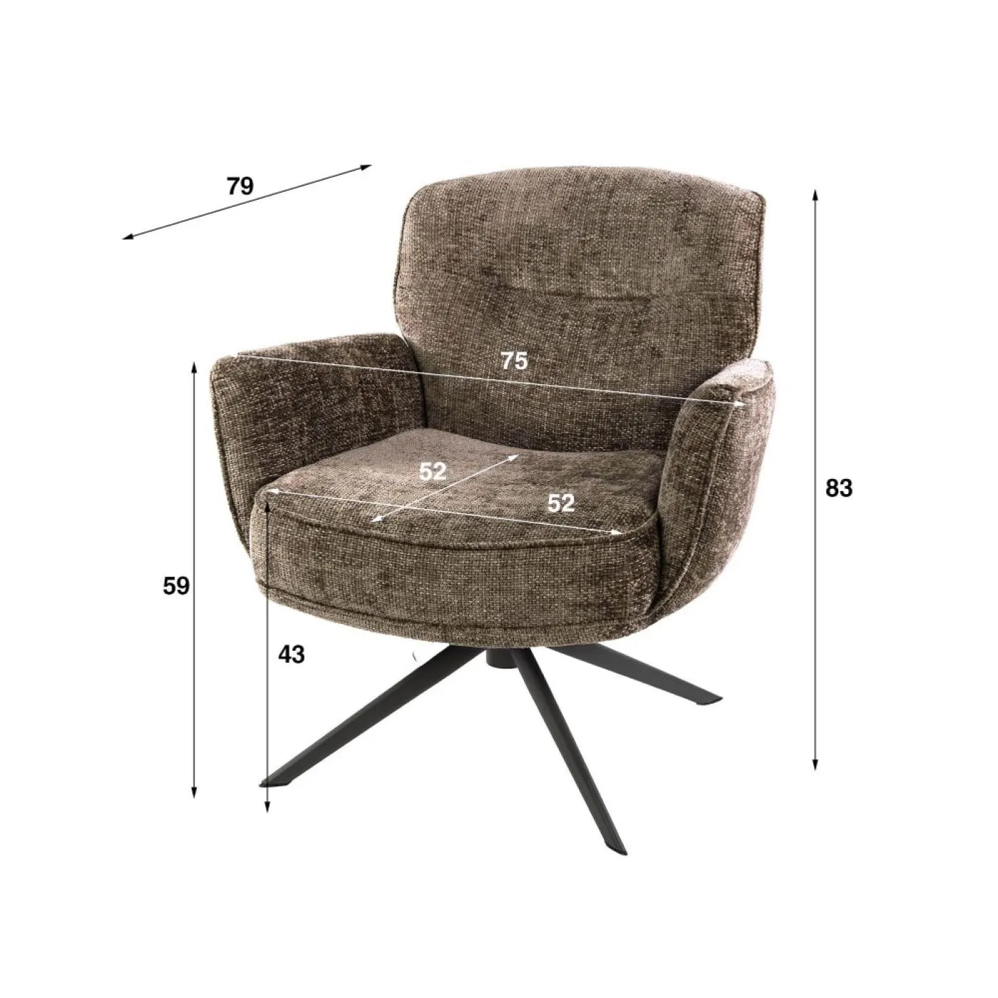Sessel Duba | drehbar | Champagne