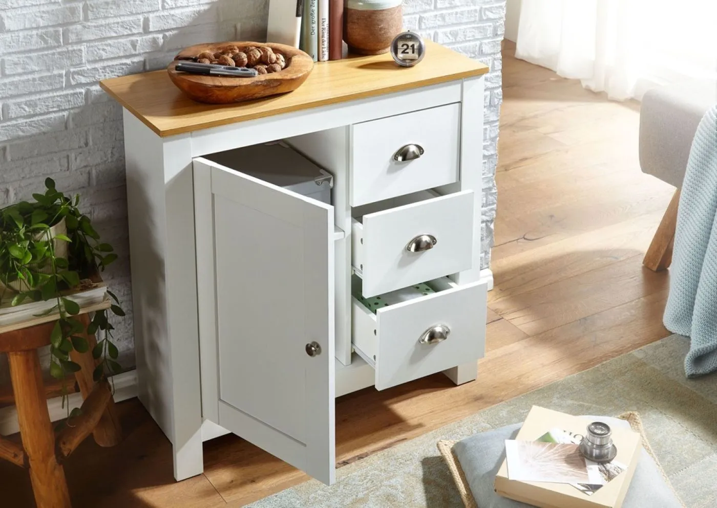 Sideboard Kommode Liam | weiß / braun