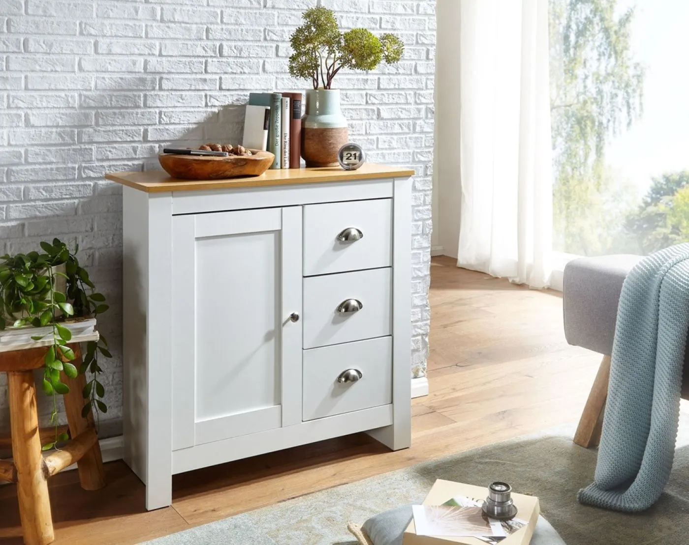Sideboard Kommode Liam | weiß / braun