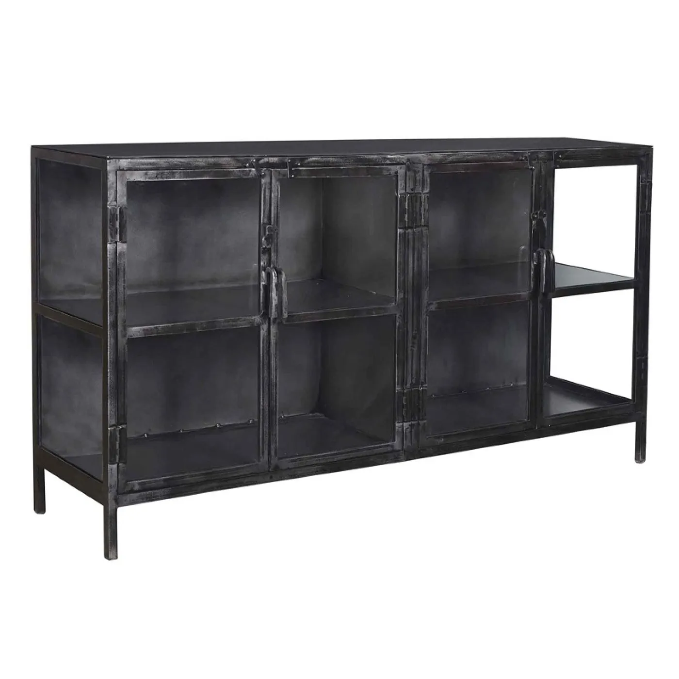 Sideboard Edfu | Glas & Metall | Vintage anthrazit