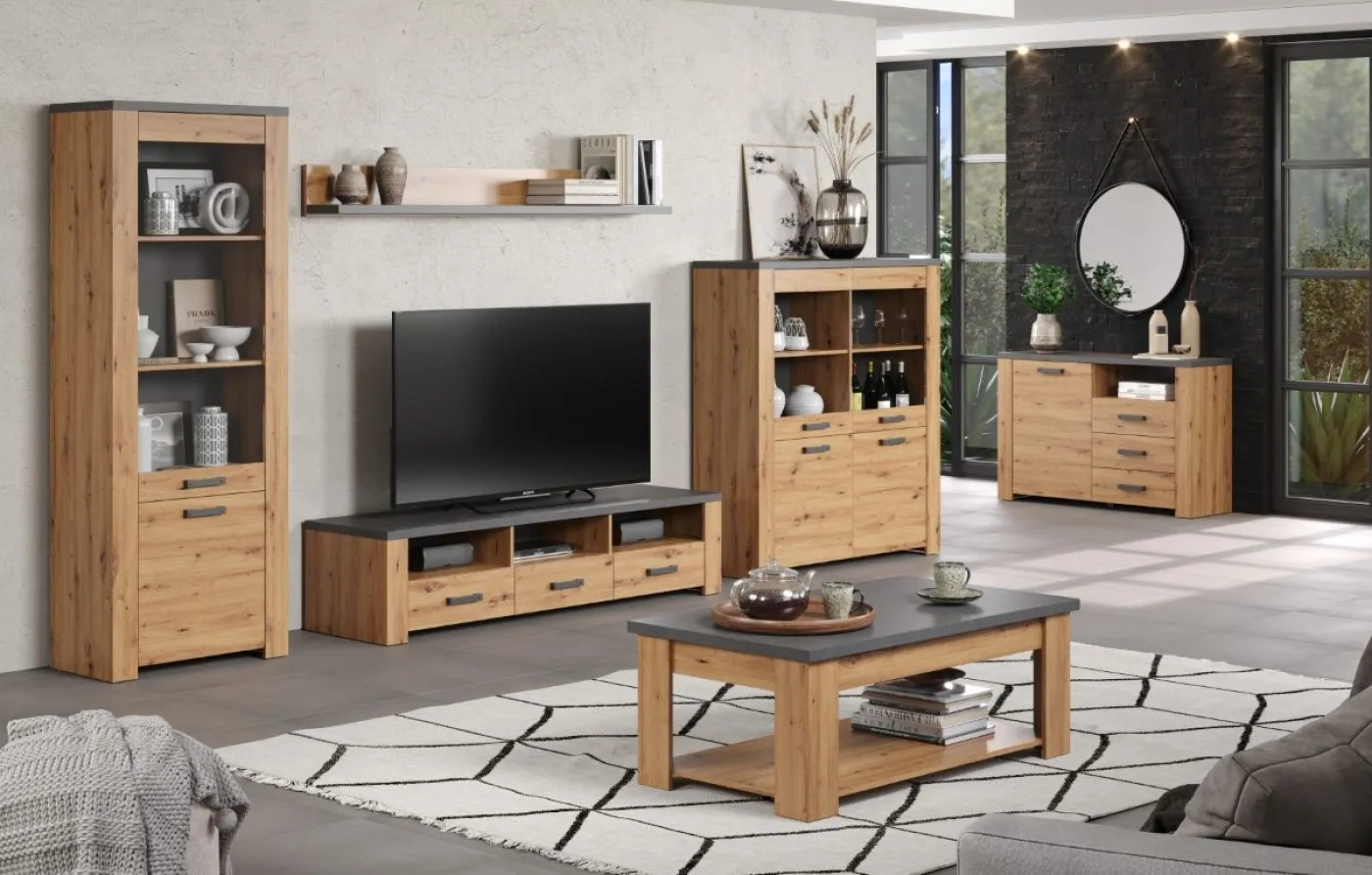Sideboard Follow mit Schubkästen | Artisan Eiche / Matera grau