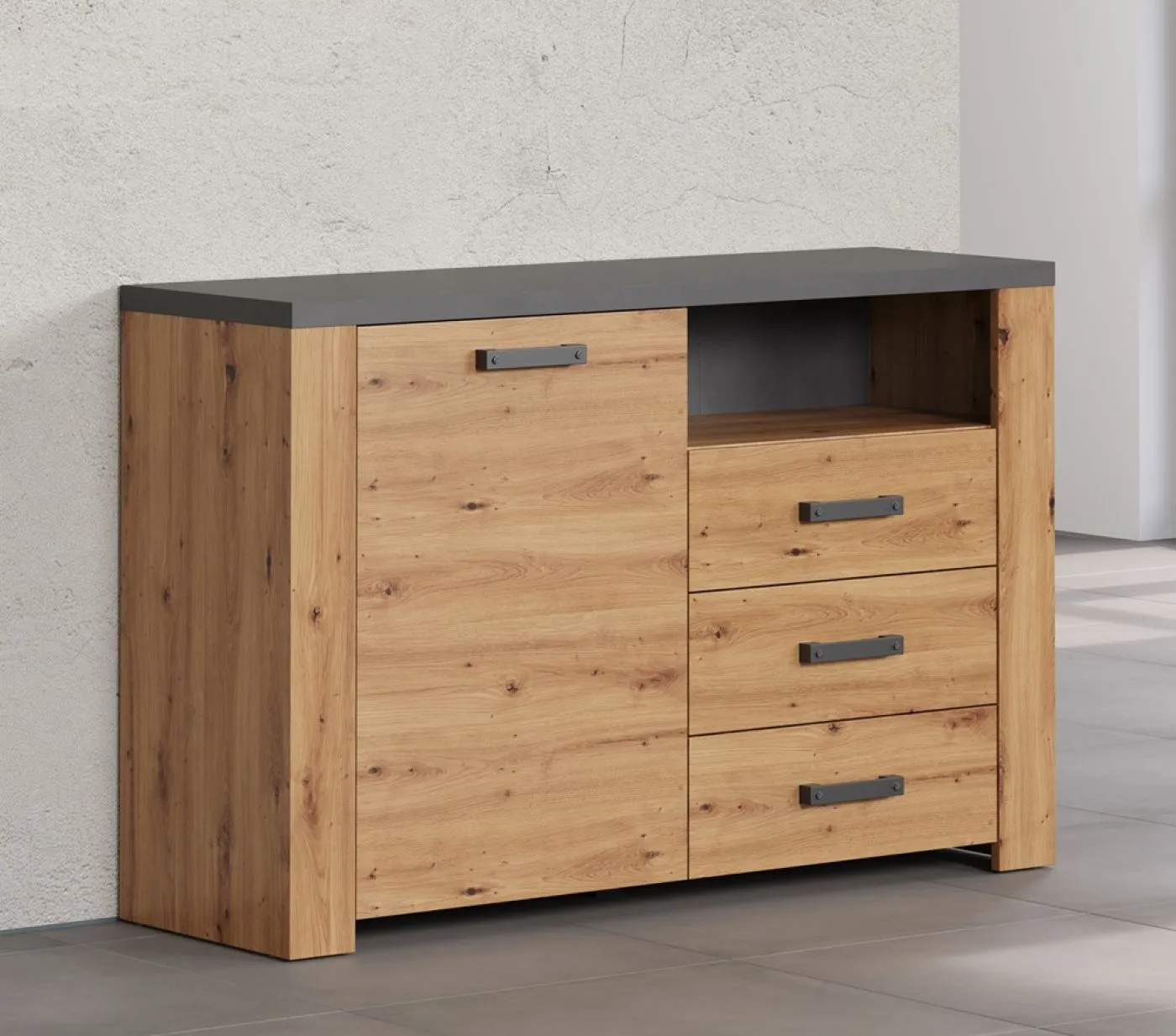 Sideboard Follow mit Schubkästen | Artisan Eiche / Matera grau ohne Beleuchtung