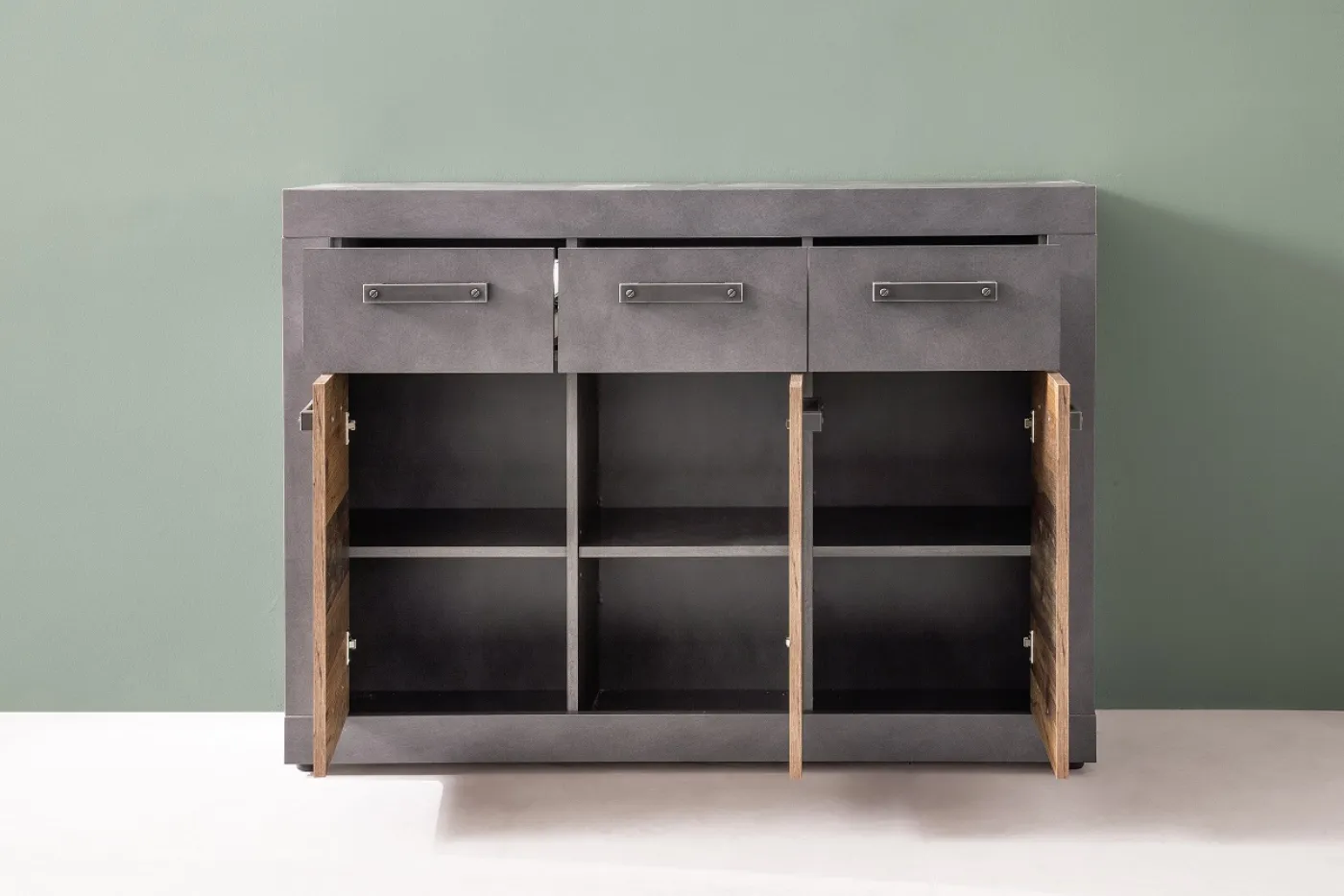 Sideboard Kommode Indy | Old Used Wood / Matera grau | 117x86 cm | Shabby Look