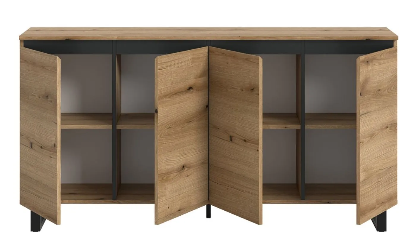 Sideboard Kommode Tomasa 1 | Evoke Oak / schwarz