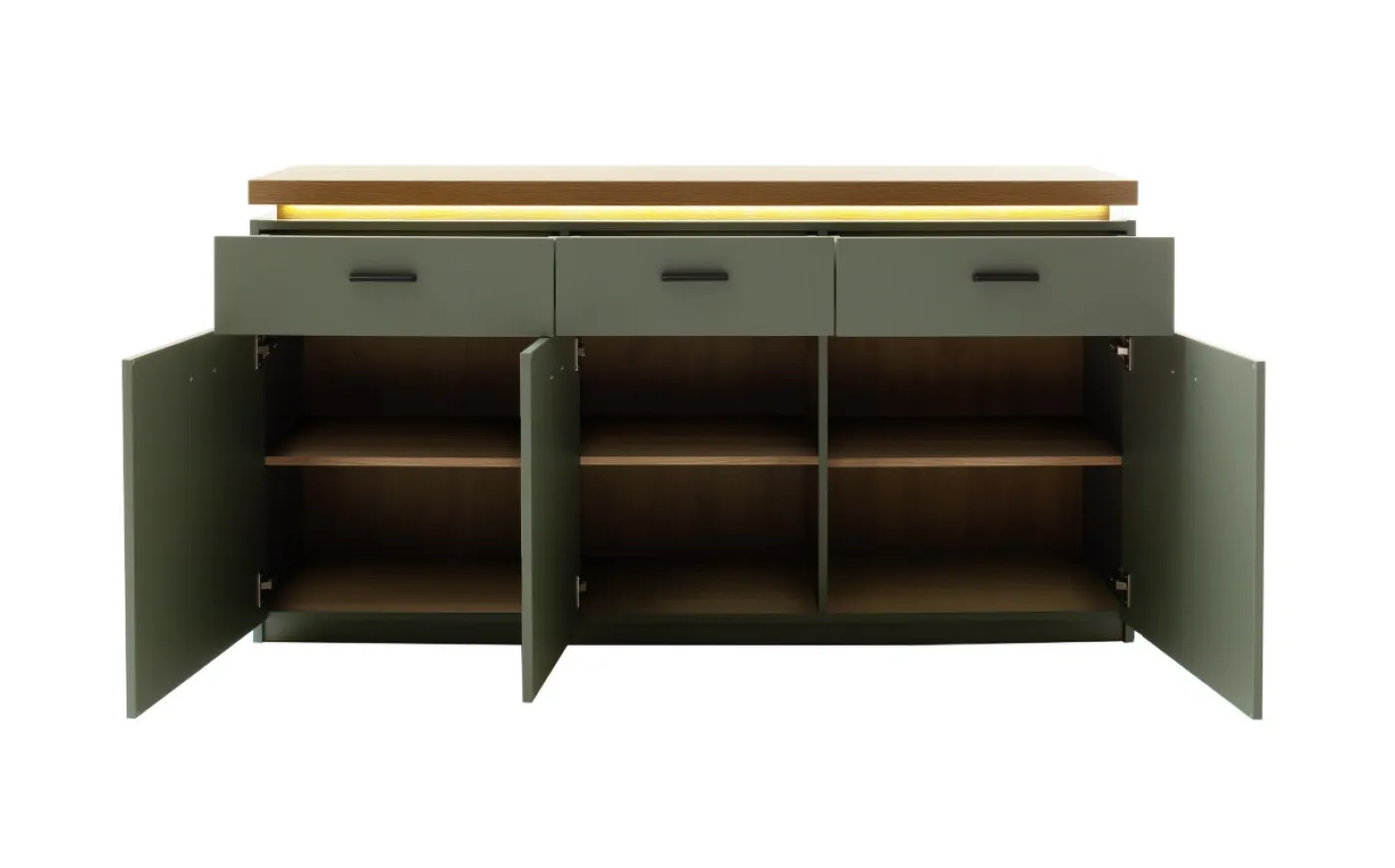 Sideboard Moniz | Salbei grün / Eiche Evoke | inkl. LED Beleuchtung