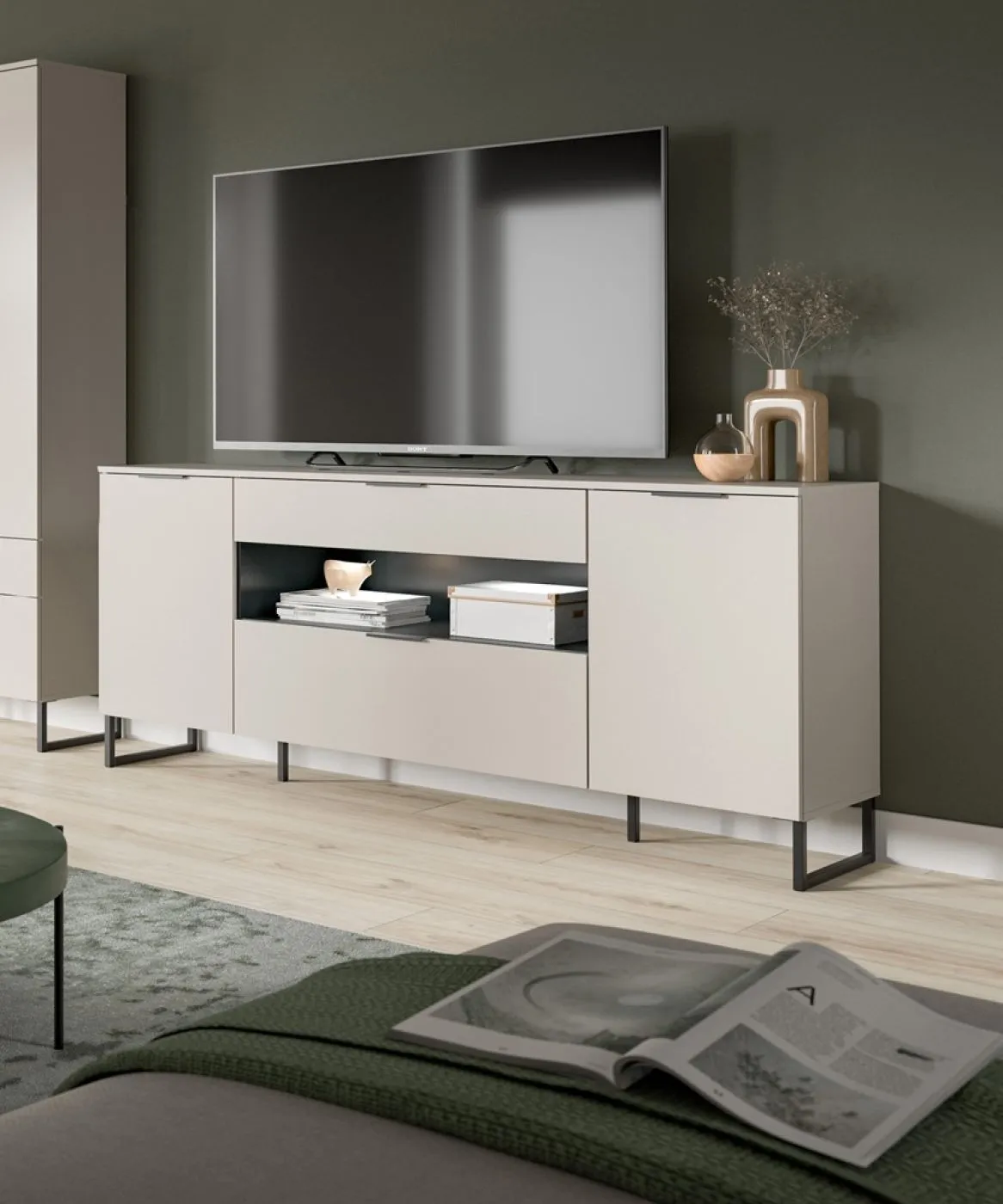 Sideboard Noida | Kaschmir / schwarz