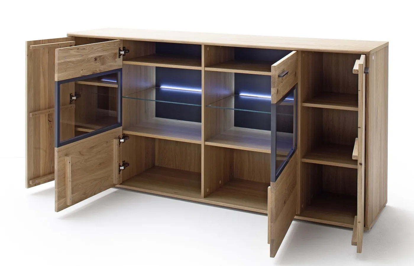 Sideboard Portland | Asteiche Bianco | mit 2-er set LED Band 45 cm