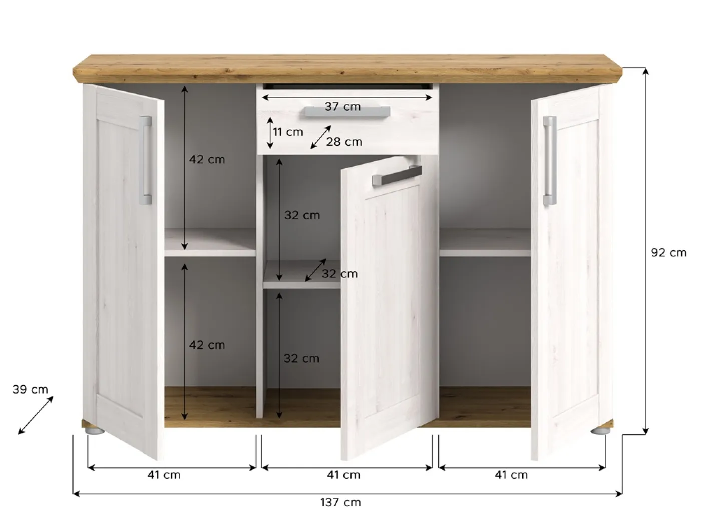 Sideboard Verona | 3-türig | Sibiu Lärche