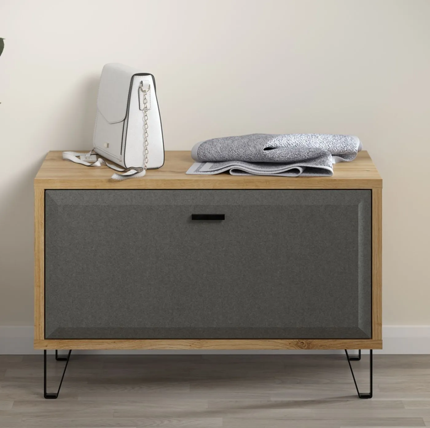 Sitzbank Cheyenne | Eiche Navarra / Filz Dark Grey