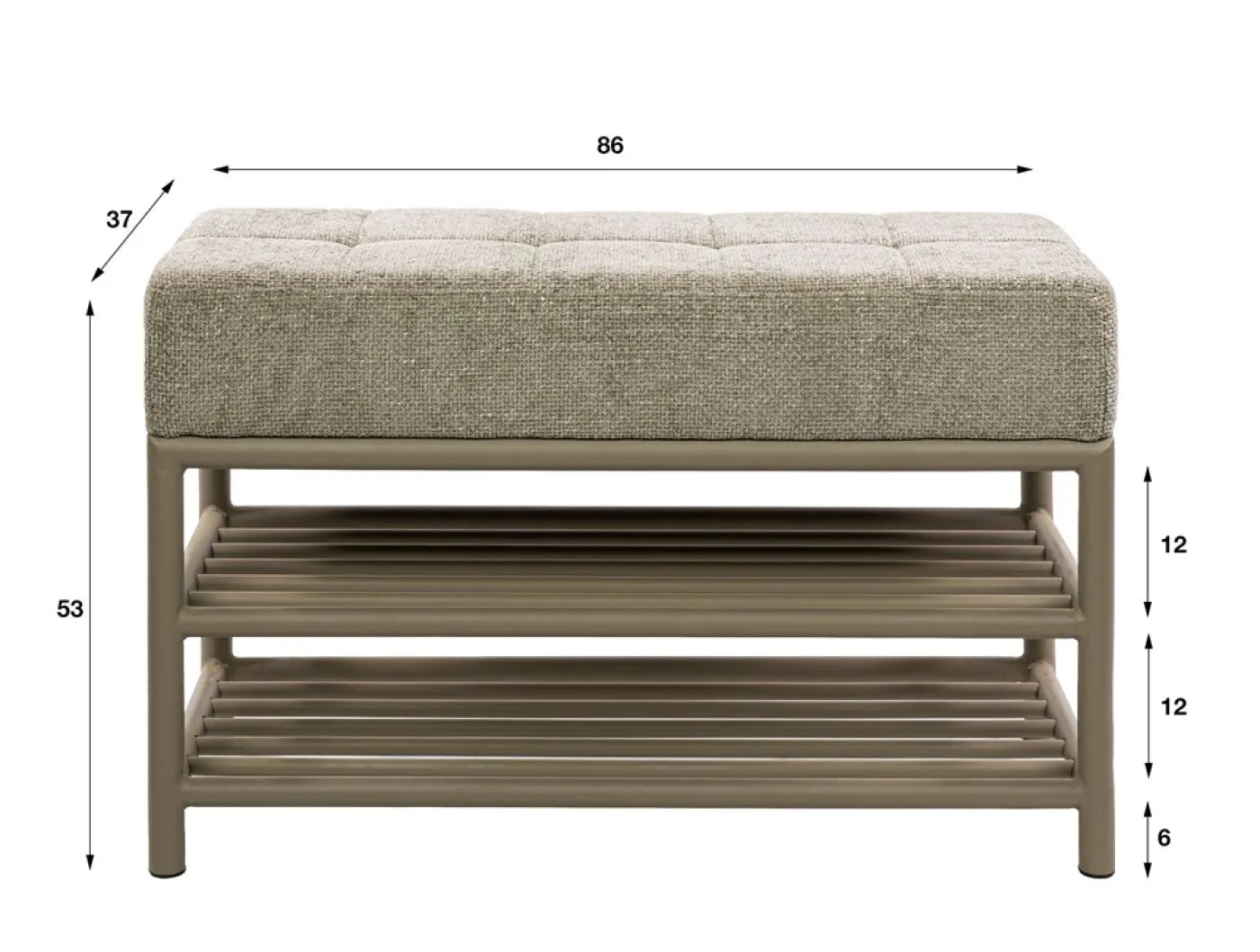 Sitzbank Schuhbank Shio | mit gepolsterter Sitzfläche | 85cm | beige