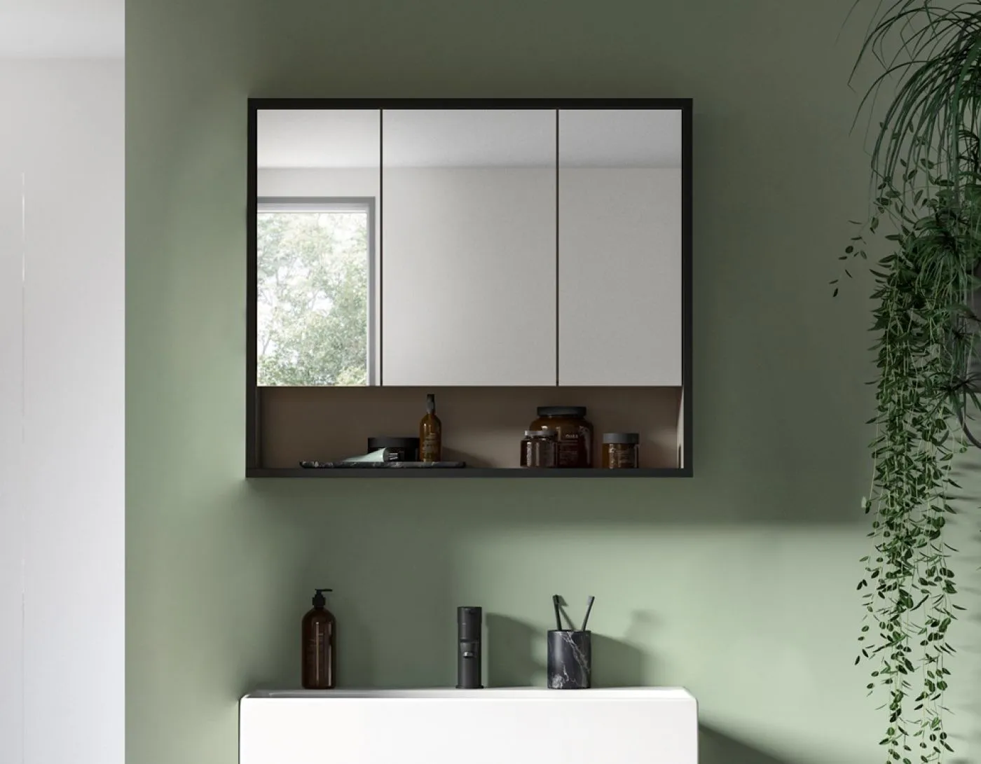 Spiegelschrank Bagno | mit offenem Fach| Kaschmir