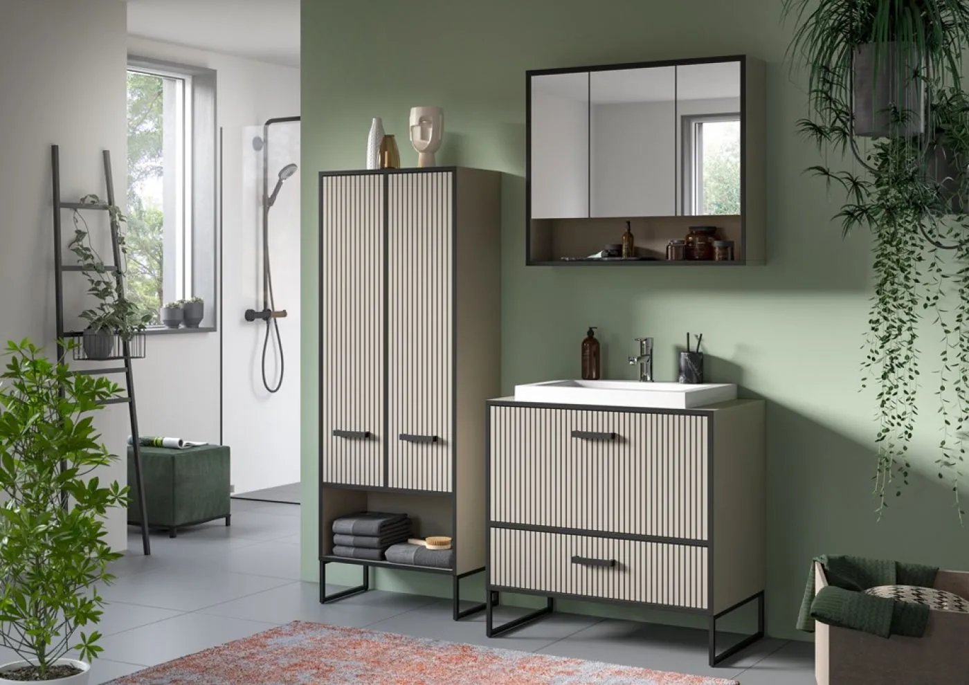 Spiegelschrank Bagno | mit offenem Fach| Kaschmir