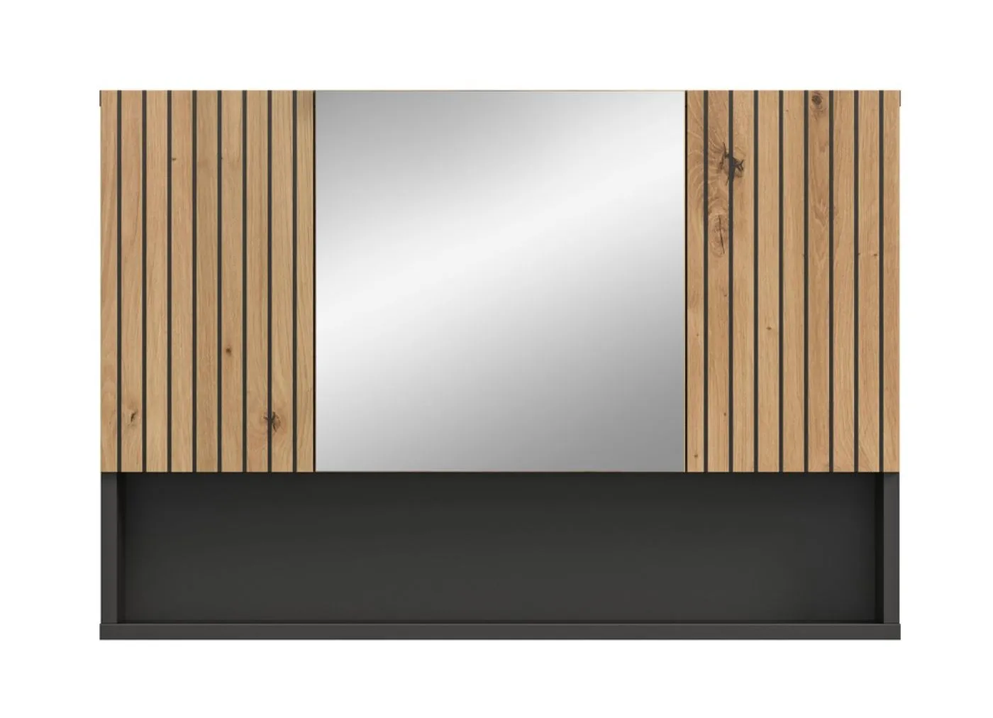 Spiegelschrank Mone | mit offenem Fach | Basalt grau / Artisan Oak
