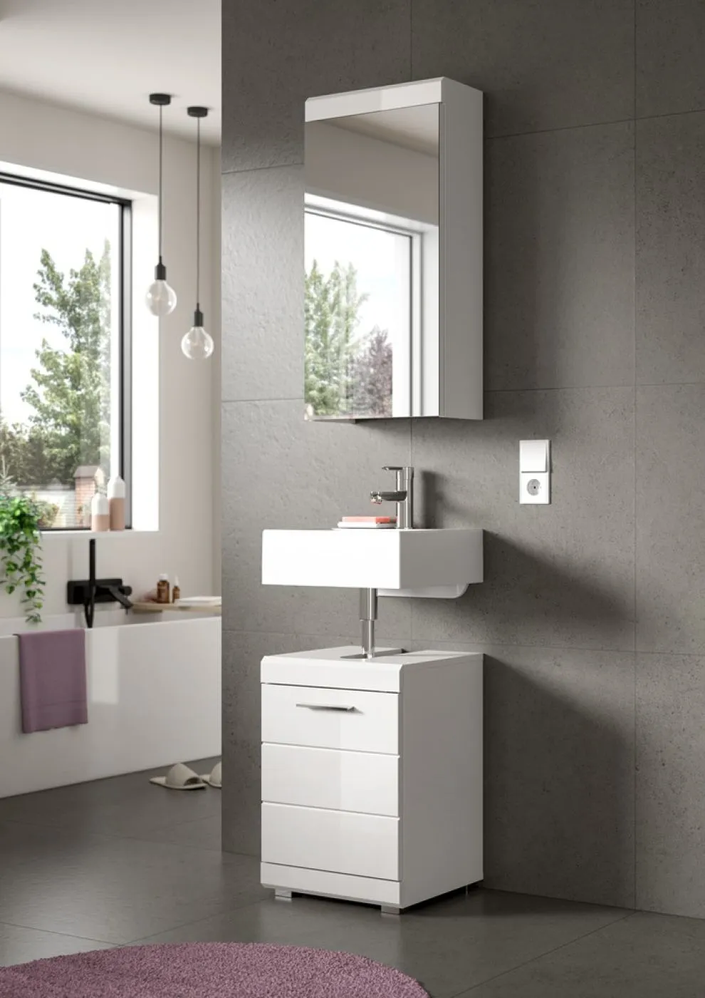 Spiegelschrank Scout | weiß Hochglanz / weiß