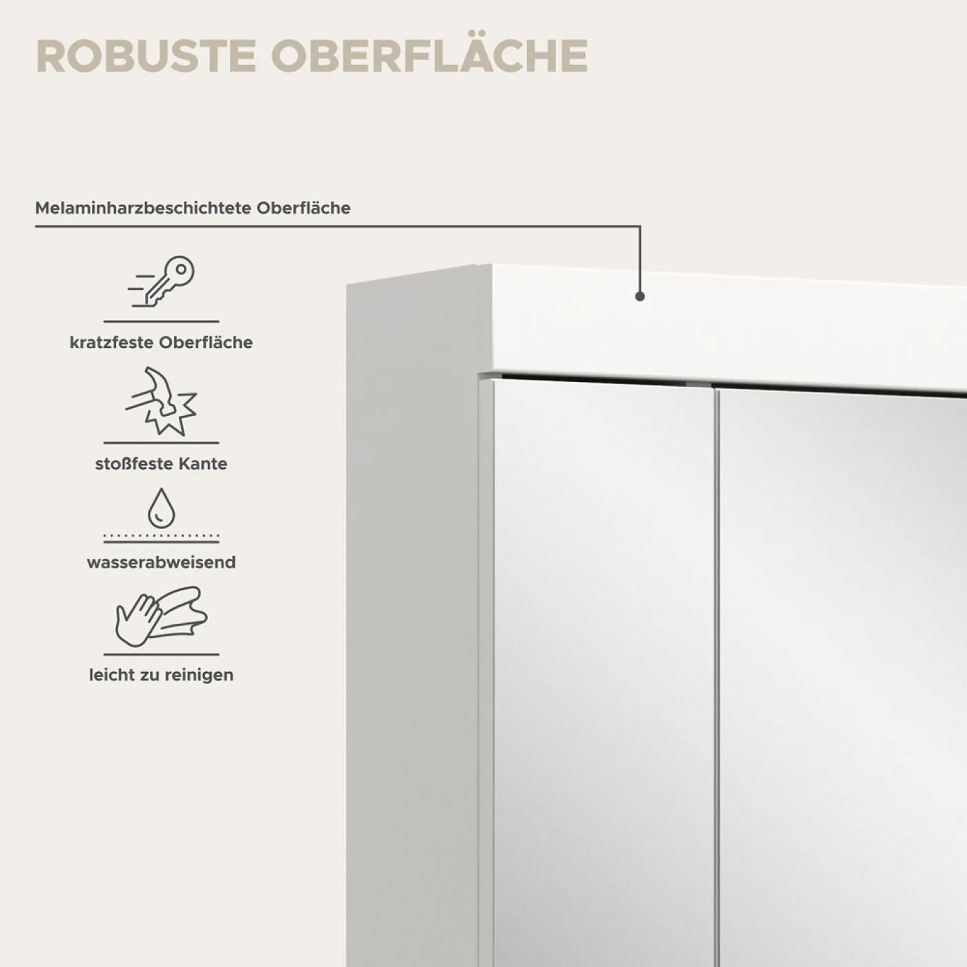 Spiegelschrank Viana | weiß mit Aufsatzleuchte