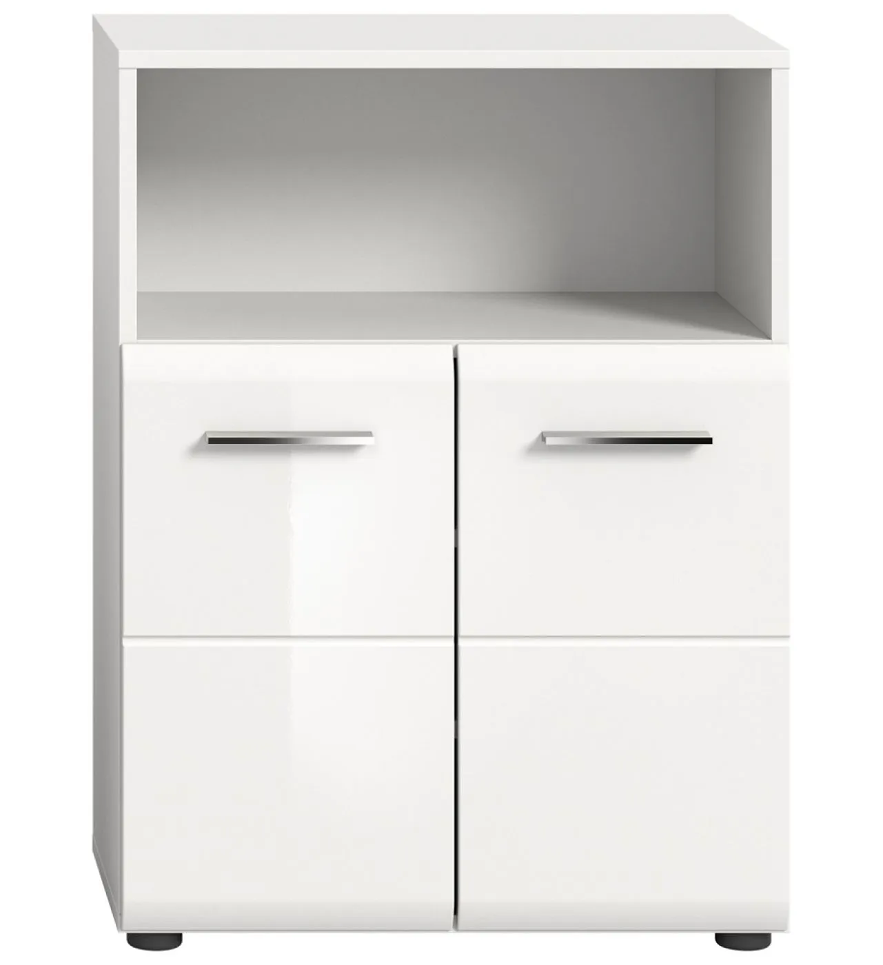 Standschrank breit Ice | weiß / weiß Hochglanz