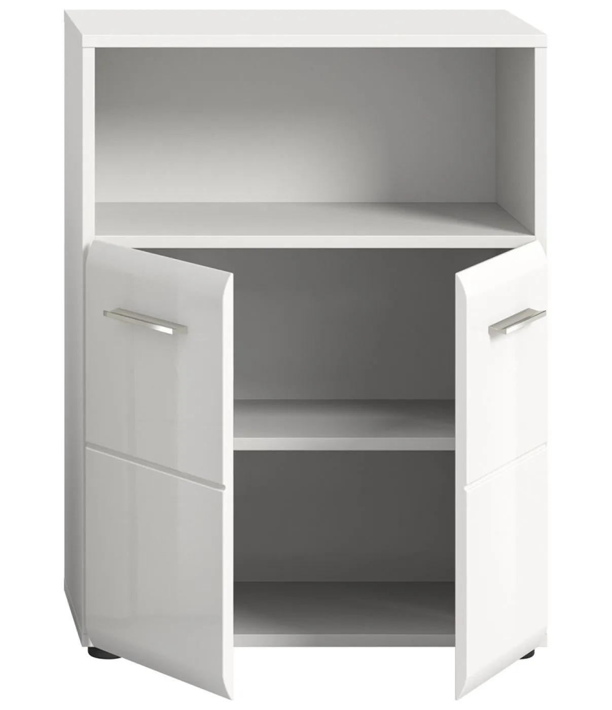 Standschrank breit Ice | weiß / weiß Hochglanz